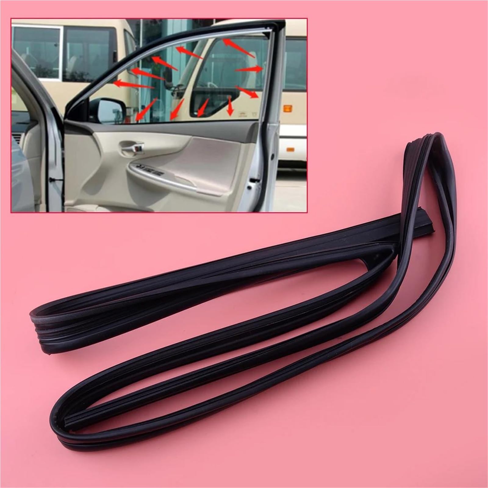 Zubehör für Türfenster Schwarzer Gummi-Auto-Front-Rechts-Türglas-Dichtungsstreifen Für Toyota Für Corolla ZZE122 ZRE120 2004–2008 2009–2013 von BAYDE