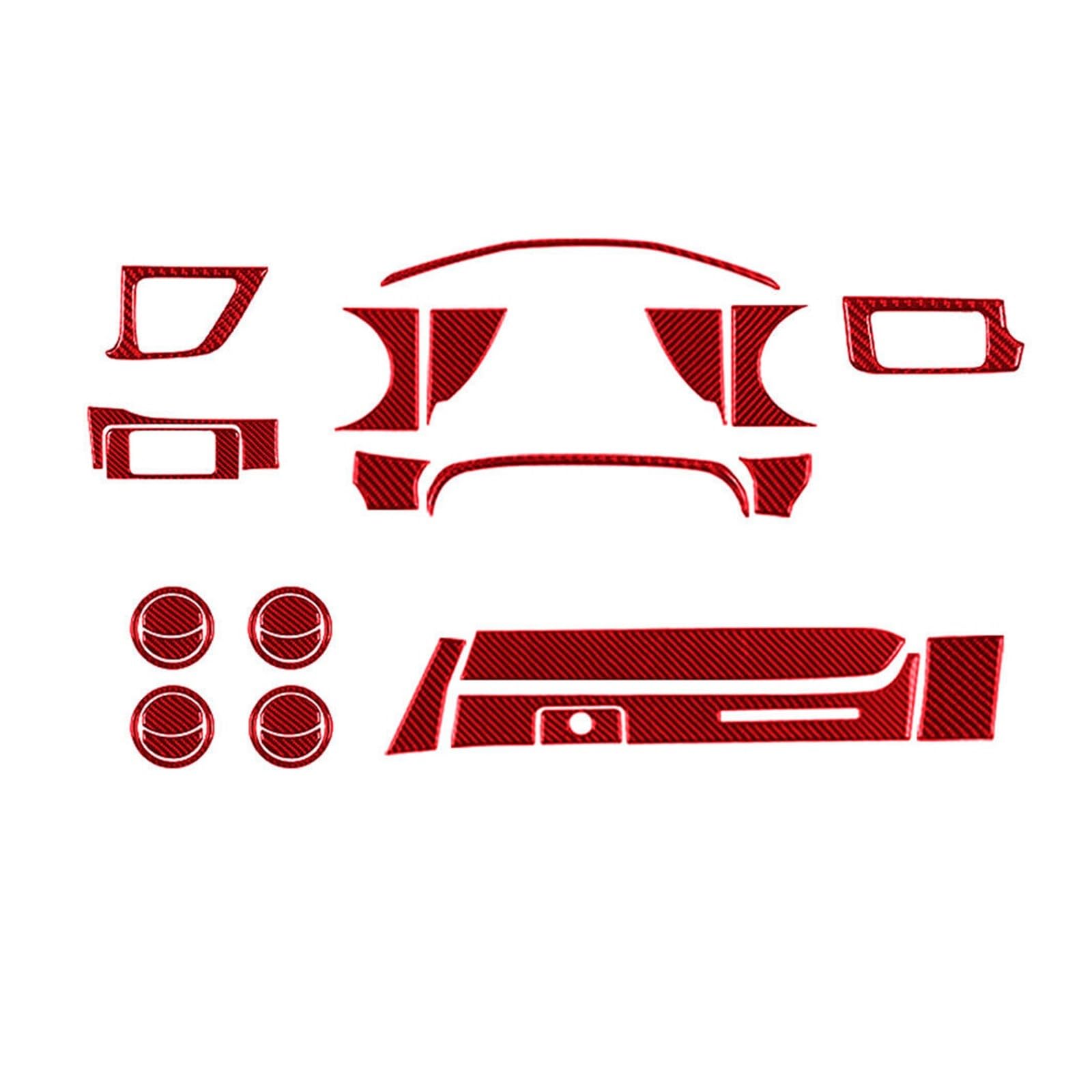 Innenleisten 29-teiliges Rotes Carbon-Faser-Innen-Armaturenbrett-Aufkleber-Abdeckungs-Trim-Set Für Tacoma DOUBLE CAB 2016–2022 von BAYNGO