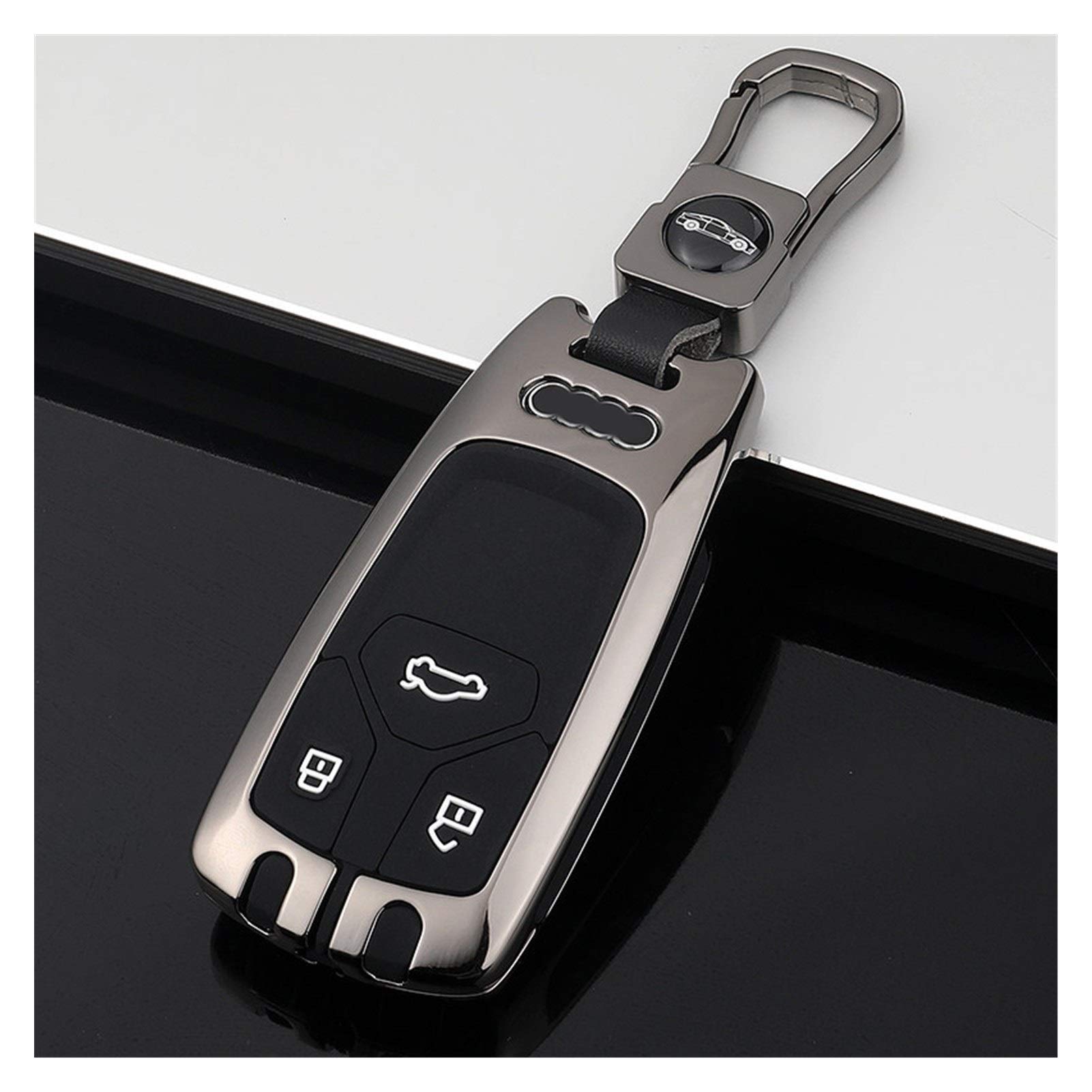 Schaltknäufe Für A4L Key Cover 2020 Q5L / A5 / Q7 / 19 Car Special Key Kasten Buckle Shell(Grau Goldschnalle) von BAYNGO