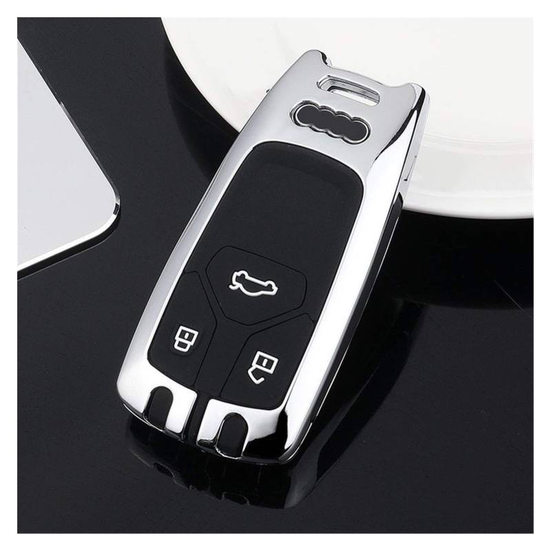 Schaltknäufe Für A4L Key Cover 2020 Q5L / A5 / Q7 / 19 Car Special Key Kasten Buckle Shell(Raum Silber) von BAYNGO