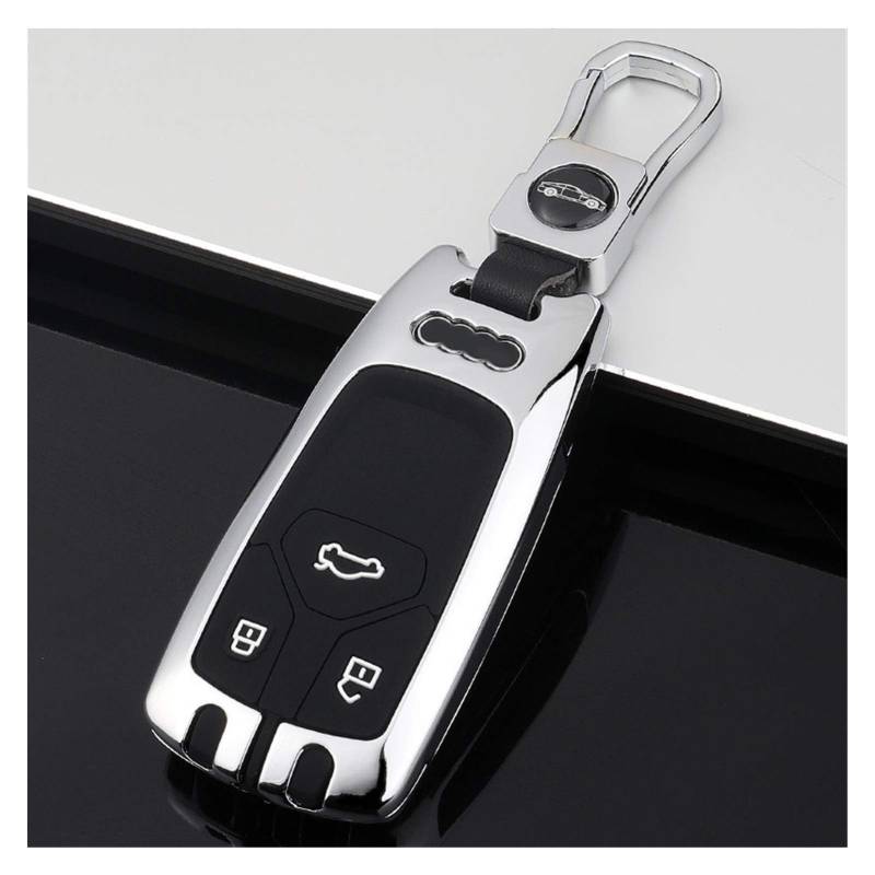 Schaltknäufe Für A4L Key Cover 2020 Q5L / A5 / Q7 / 19 Car Special Key Kasten Buckle Shell(Silber und Schnalle) von BAYNGO