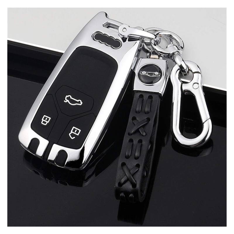 Schaltknäufe Für A4L Key Cover 2020 Q5L / A5 / Q7 / 19 Car Special Key Kasten Buckle Shell(Silber voller Satz) von BAYNGO