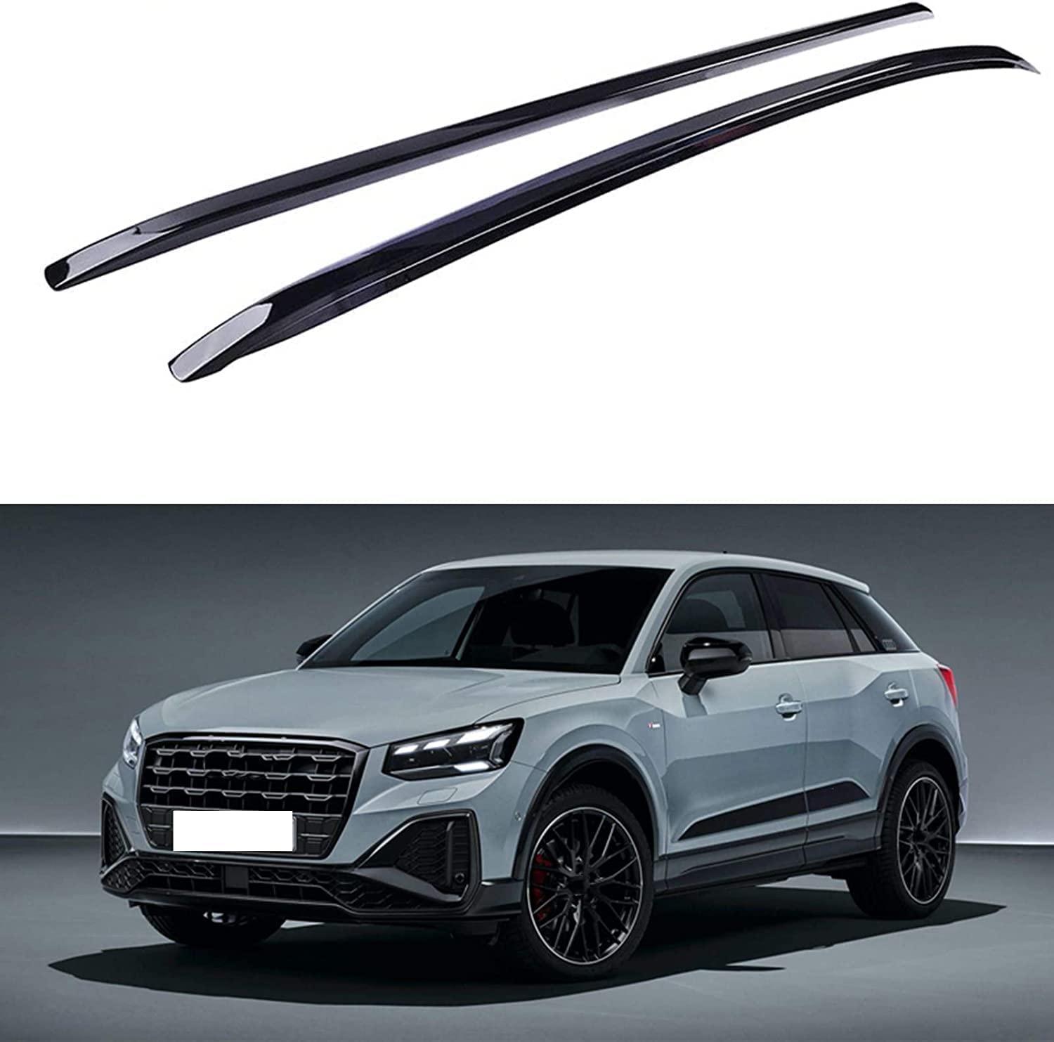 2 Stück Auto Dachgepäckträger für Audi Q2 Q2L 2018-2023, Aluminium Dachträger Geschlossene Reling Crossbar Gepäckträger Zubehör,Silver von BAZORO