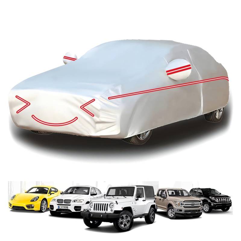 Autoabdeckung Vollgarage für Peuge𝐨t 2008 2013-(415,9x173,9x155,6cm),Baumwollfutter,Kratzfest,wasserdicht,UV-beständig,alterungsbeständig,seitlicher Reißverschluss von BAoce