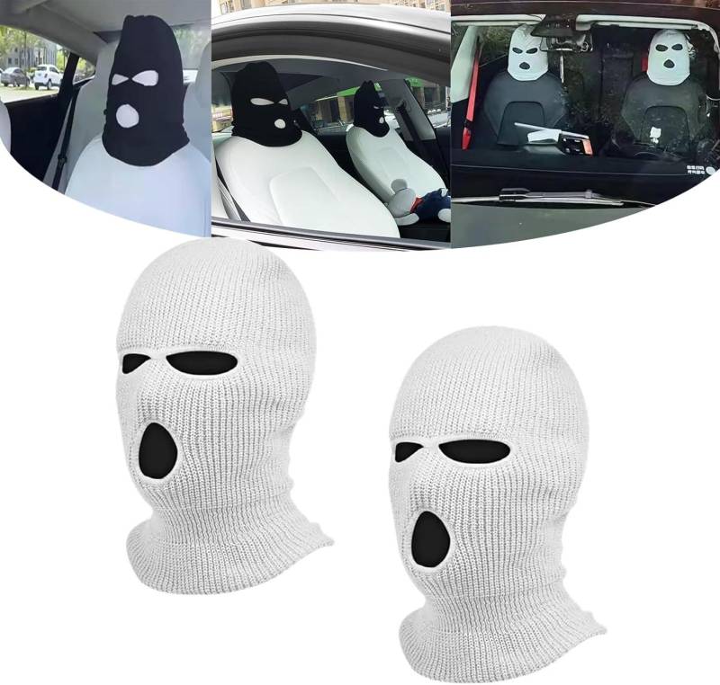 BBASILIYSD Auto-Kopfstützenbezug, lustige Gesichtsmaske, Auto-Vordersitz-Kopfstützenschutz, universeller Schutz, Spoof, Auto-Maske, Gesicht D Ski von BBASILIYSD