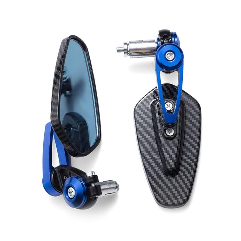 BBIGTIFWX Motorrad Spiegel Set Motorrad Rückspiegel Carbon Faser Muster Lenker Spiegel Geändert Invertiert Rückspiegel Motorrad Zubehör 2022(Blue) von BBIGTIFWX