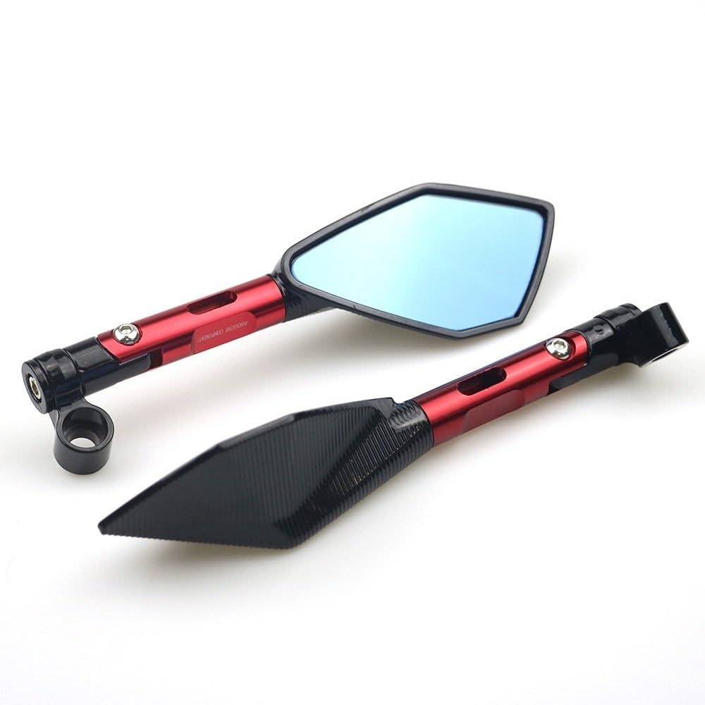 BBIGTIFWX Motorrad Spiegel Set Universal-Aluminium-Motorrad-Lenker-Rückspiegel, Blau, Blendfreier Spiegel Für H&ONDA(Short Red) von BBIGTIFWX