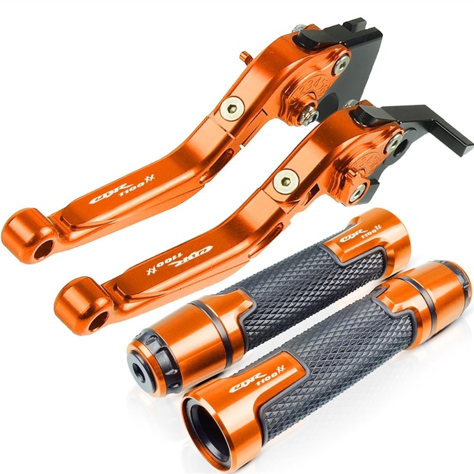 Motorradlenkerzubehör Motorrad Bremse Kupplung Hebel 22MM Griff Griffe Für Honda CBR 1100XX CBR1100XX CBR 1100 XX 1997-2007 2006 2005 2004 2003(ORANGE) von BBMOT