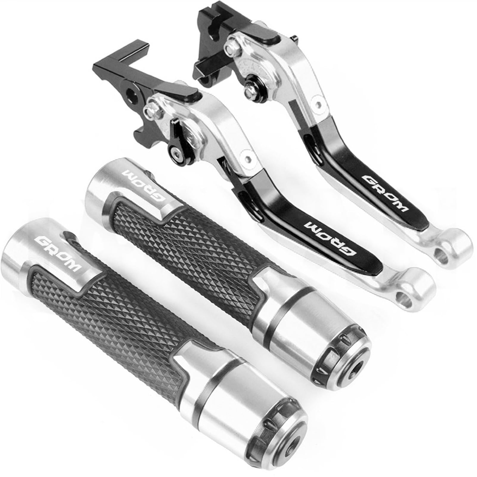 Motorradlenkerzubehör Motorrad Bremse Kupplung Hebel 22MM Griff Griffe Für Honda GROM MSX125 MSX 125 2014 2015 2016 2017(Silber) von BBMOT