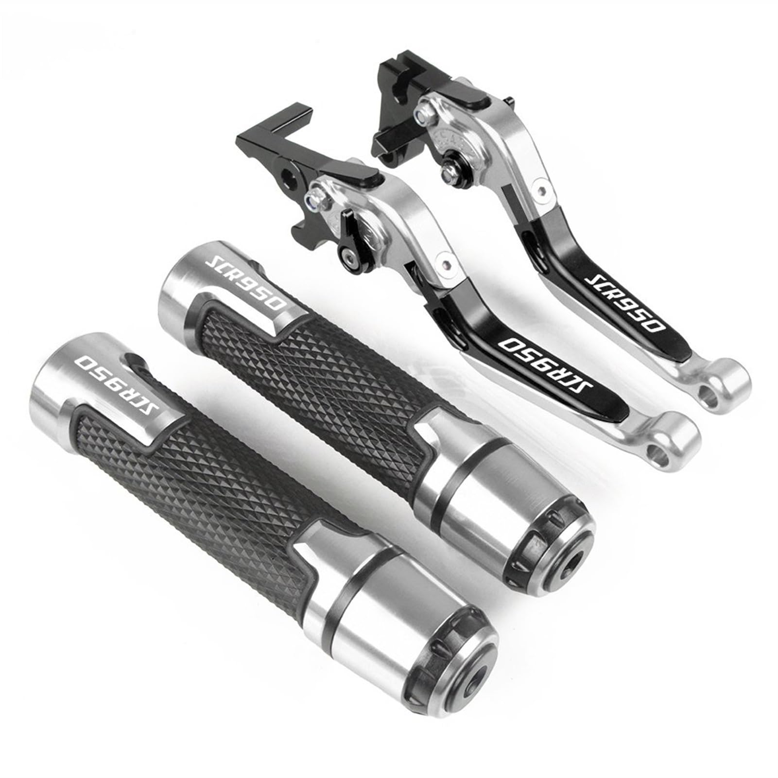 Motorradlenkerzubehör Motorrad Bremse Kupplung Hebel 22MM Griff Griffe Für Yamaha SCR950 SCR 950 2017-2018(Silber) von BBMOT