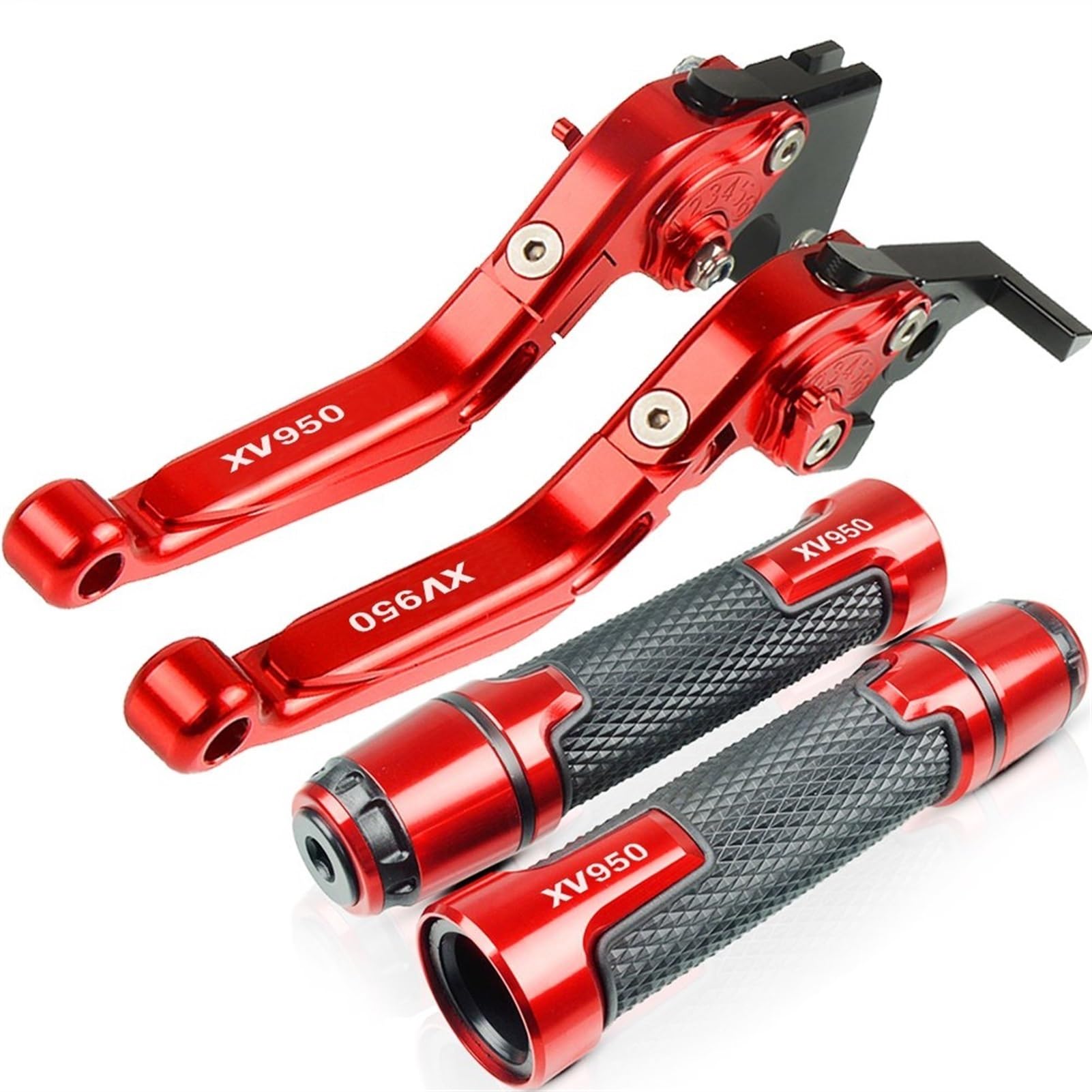 Motorradlenkerzubehör Motorrad Bremse Kupplung Hebel 22MM Griff Griffe Für Yamaha XV950 Racer 2016 2017 2018(Red1) von BBMOT