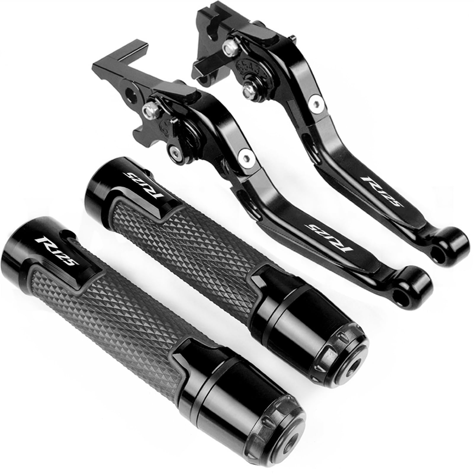 Motorradlenkerzubehör Motorrad Bremse Kupplung Hebel 22MM Griff Griffe Für Yamaha YZF R125 All Years 2014 2015 2016 2017 2018 2019(SCHWARZ) von BBMOT