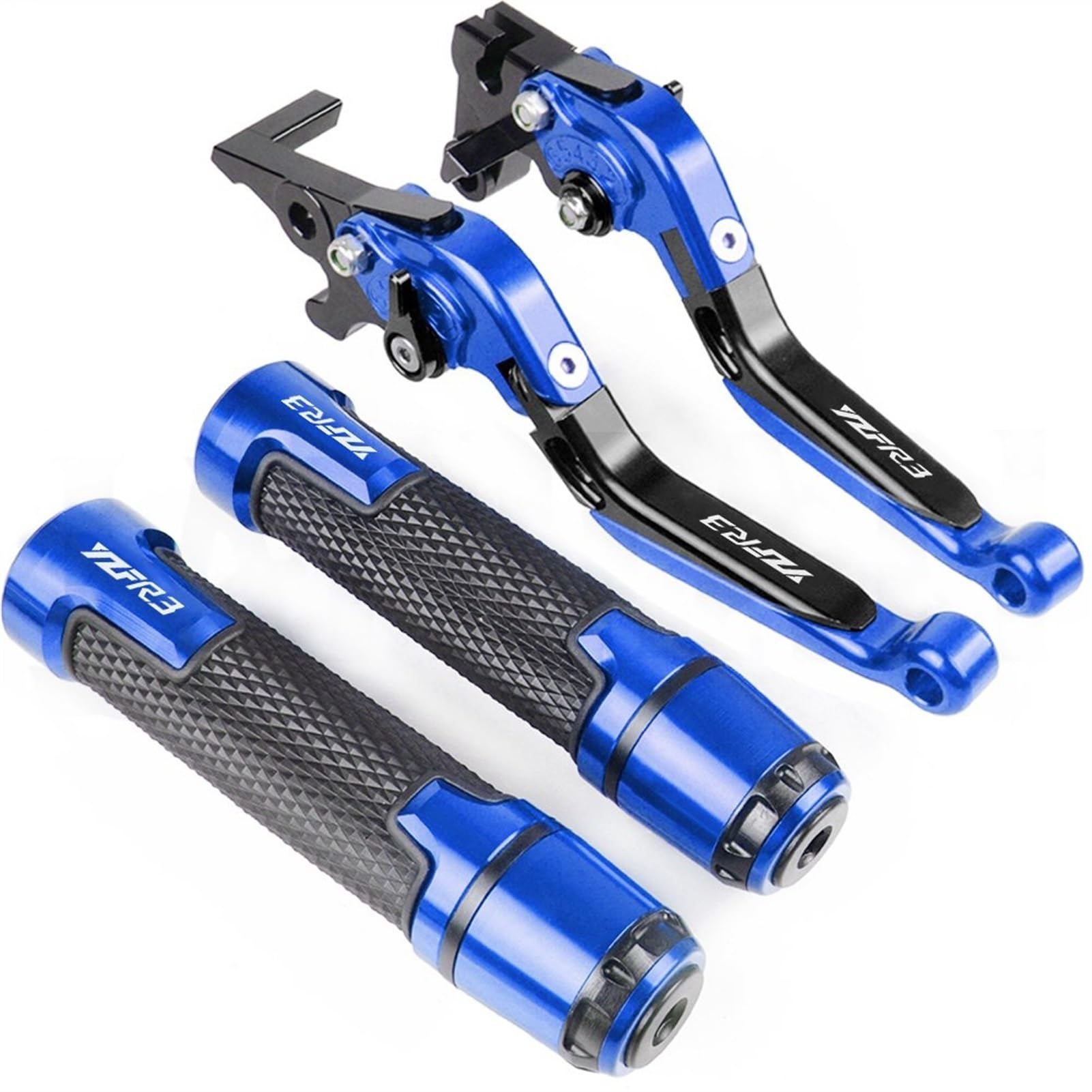 Motorradlenkerzubehör Motorrad Bremse Kupplung Hebel 22MM Griff Griffe Für Yamaha YZFR3 YZF R3 2015 2016 2017 2018-2020(Blue2) von BBMOT