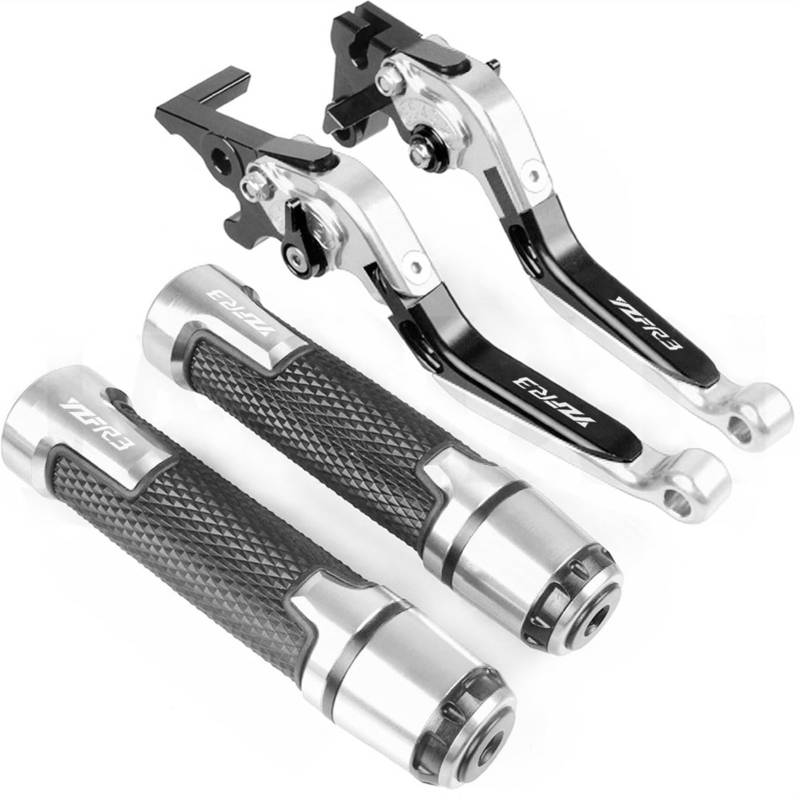 Motorradlenkerzubehör Motorrad Bremse Kupplung Hebel 22MM Griff Griffe Für Yamaha YZFR3 YZF R3 2015 2016 2017 2018-2020(Silber) von BBMOT