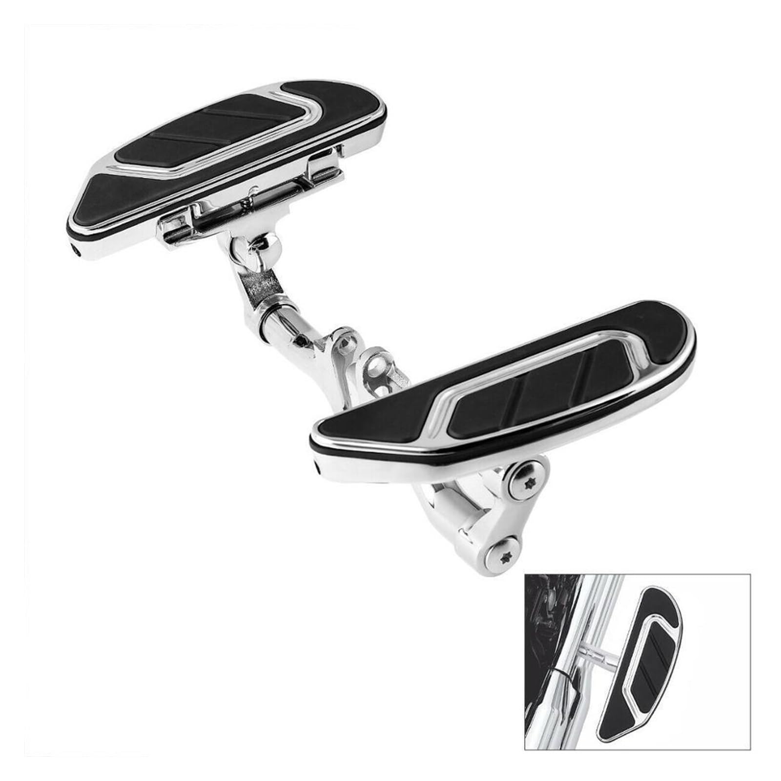 Motor Hinten Beifahrer Bodenplatte Halterung Halterung Kompatibel Mit Harley Touring Road King Electra Glide Road Glide 1995-2020(Chrome Set) von BBSKBDFUT