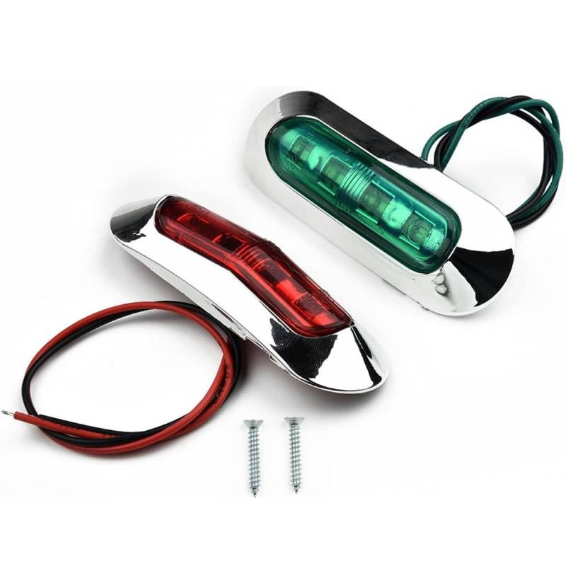 BBTISG 2 Stück rot grüne LED Boot Navigationslichter, Boot rot und grün Bogen Lichter 12-24V Wasserdicht Bogen Ponton Lichter für Ponton Boot Schlauchboot Kajak von BBTISG