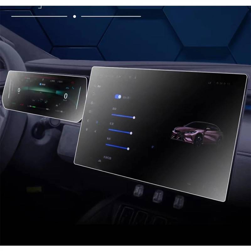 BBWUQIU Displayschutzfolie Kompatibel Mit BYD Für Song L 2023 2024 Auto Instrument Transparent Schutz Film Zentrale Steuerung Screen Schutz Film Auto Zubehör(GPS and Dashboard) von BBWUQIU