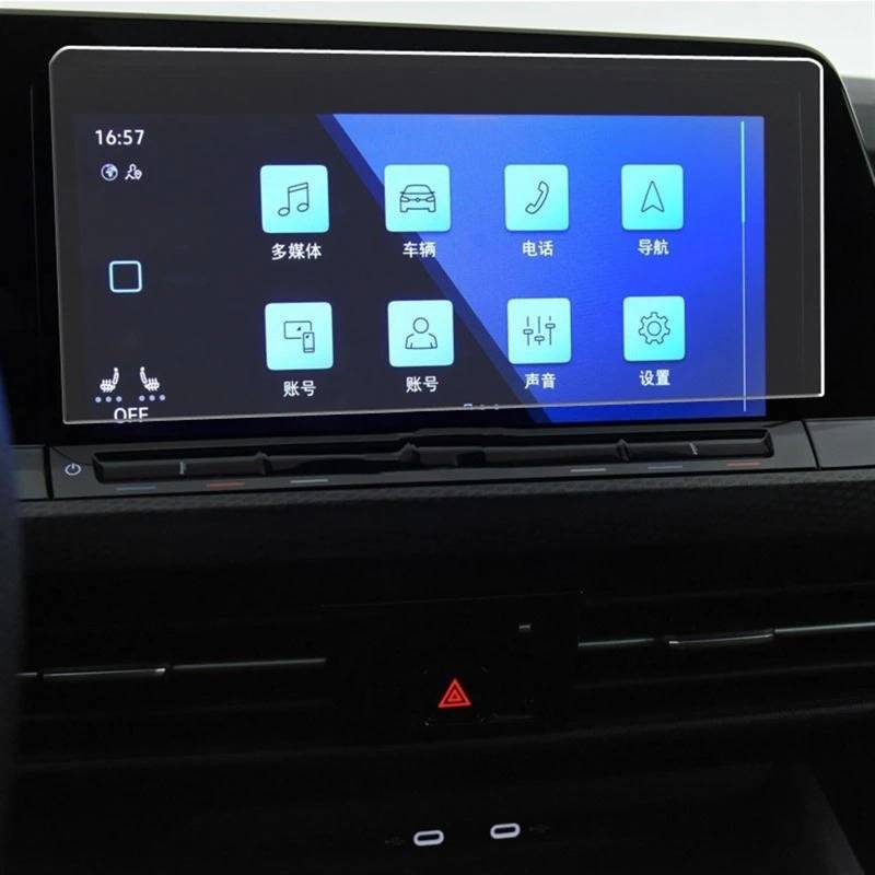 BBWUQIU Displayschutzfolie Kompatibel Mit VW Für Golf 8 2021 Auto-Innenraum-Armaturenbrett-Schutzfolie Auto-Navigations-Bildschirm-Schutzfolienaufkleber Autozubehör(GPS Glass) von BBWUQIU