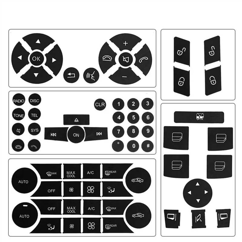 BBWUQIU Schalter Knopf Aufkleber Kompatibel Mit Benz Für C Class Für C218 W172 2007 2008 2009 2010 2011 2012 2013 2014 Fensterradio-Lenkknopf-Reparaturaufkleber von BBWUQIU