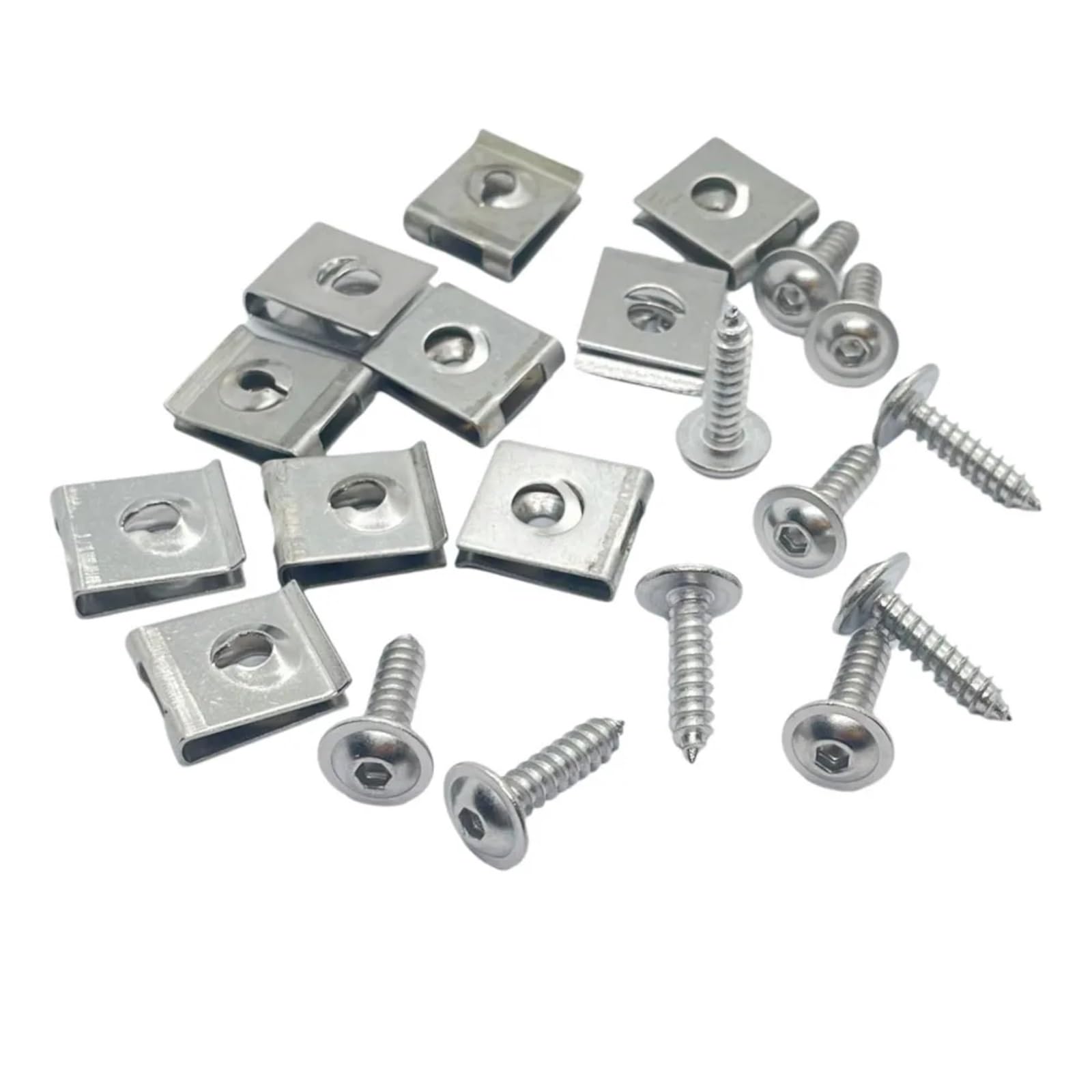 BBWUQIU Verkleidungsschrauben 10 Sets General Parts Breitere Edelstahl-U-Typ-Clips ST4.8 M5 Selbstschneidende Schrauben Für Auto-Motorrad-Befestigungs-Kotflügel-Stoßstangenschutz von BBWUQIU