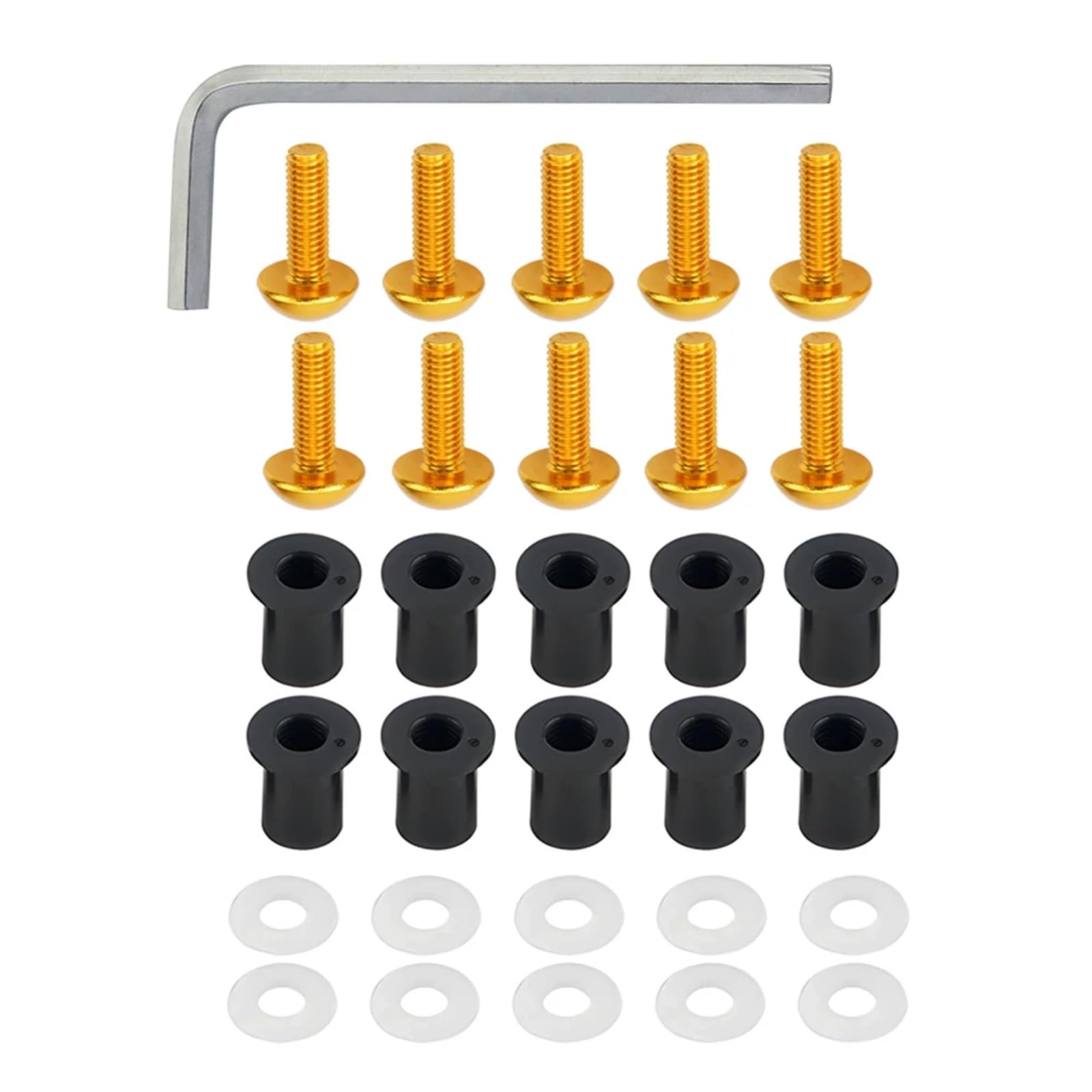 BBWUQIU Verkleidungsschrauben Kompatibel Mit Daytona M5 General Parts Motorrad-Batterie-Anschlussschrauben, Windschutzscheiben-Schrauben Schrauben Wellnuts Unterlegscheiben Befestigungssatz(Yellow) von BBWUQIU