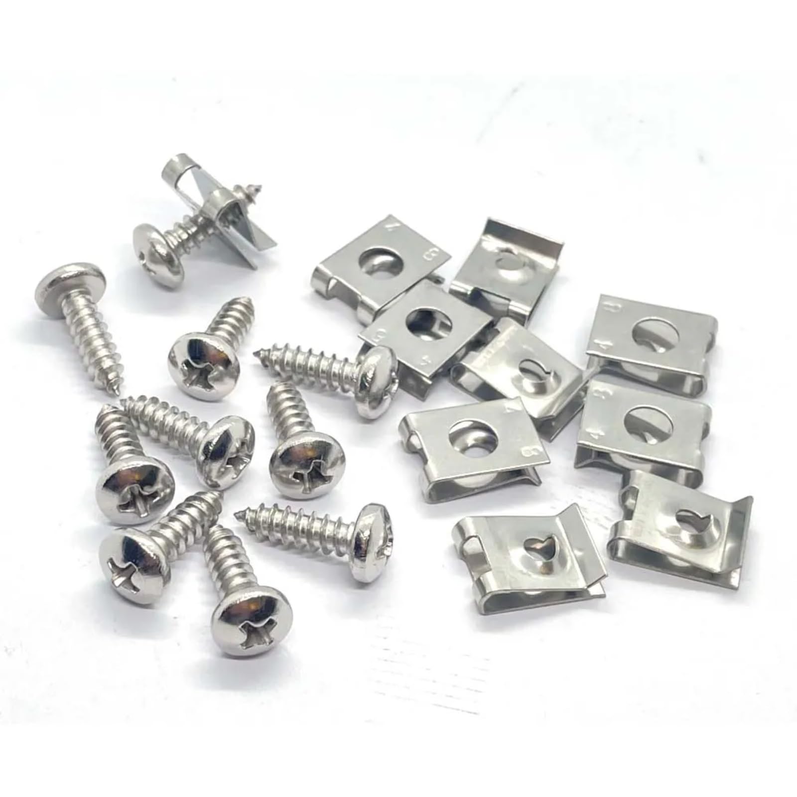 BBWUQIU Verkleidungsschrauben M4,2/4,8 10 Sets Allgemeine Teile Edelstahl Selbstschneidende Schrauben U Typ Clips Für Auto Motorrad Roller Verschluss Kotflügel Stoßstange Schutz(M4.2x16) von BBWUQIU