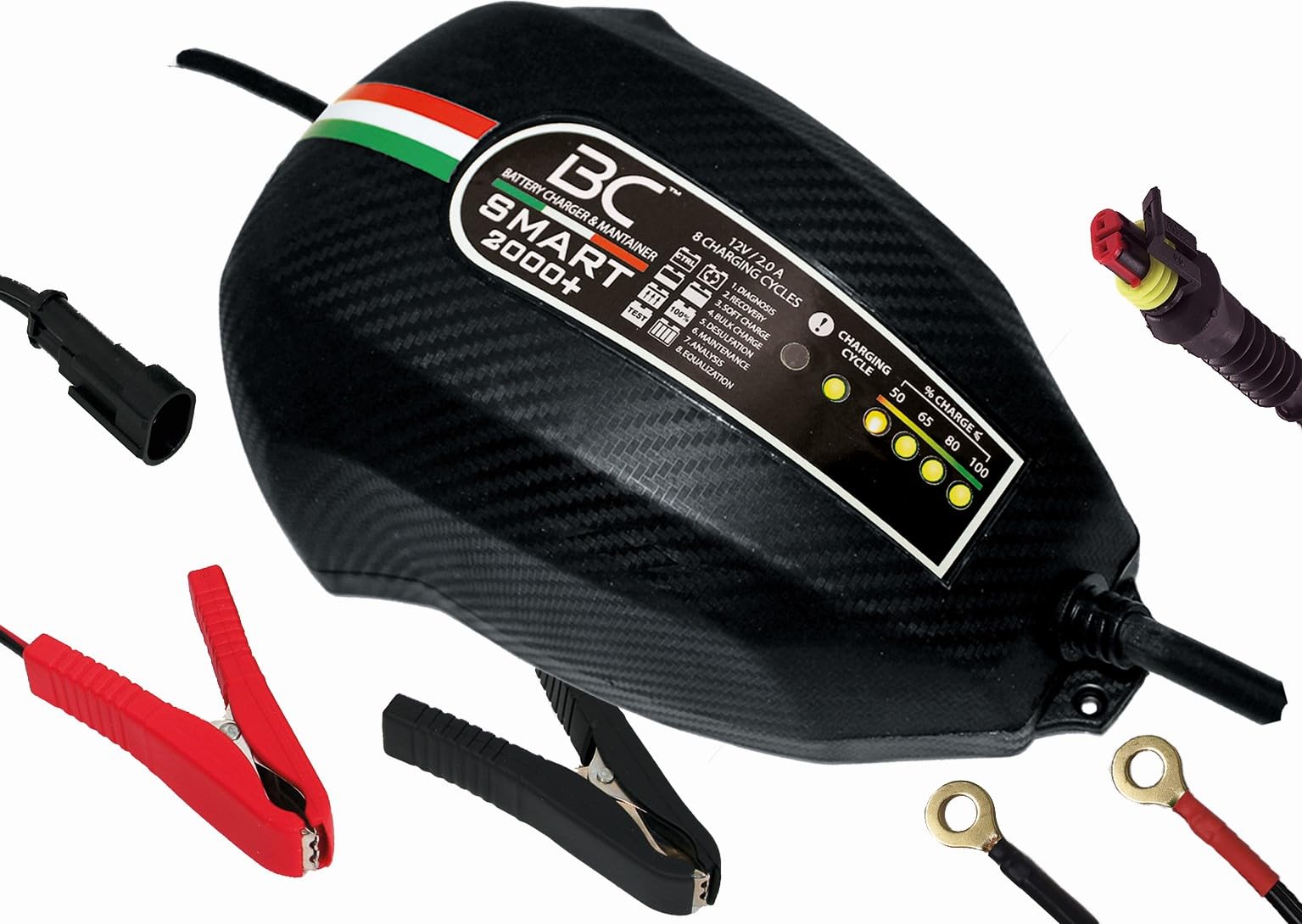 BC Battery Controller BC SMART 2000+, Intelligentes Batterieladegerät und Erhaltungsladegerät für alle 12V Blei-Säure Autobatterien und Motorradbatterien, 2 Amp von BC Battery Controller