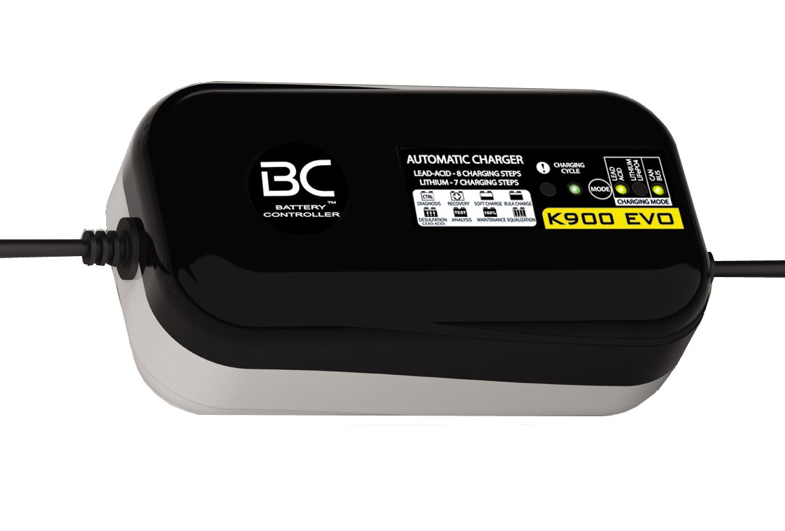 BC K900 EVO Ladegerät/Mantenitor Intelligent für 12V/12V CAN-BUS (BMW) Batterien Blei-Säure und Lithium, Silber von BC Battery Controller