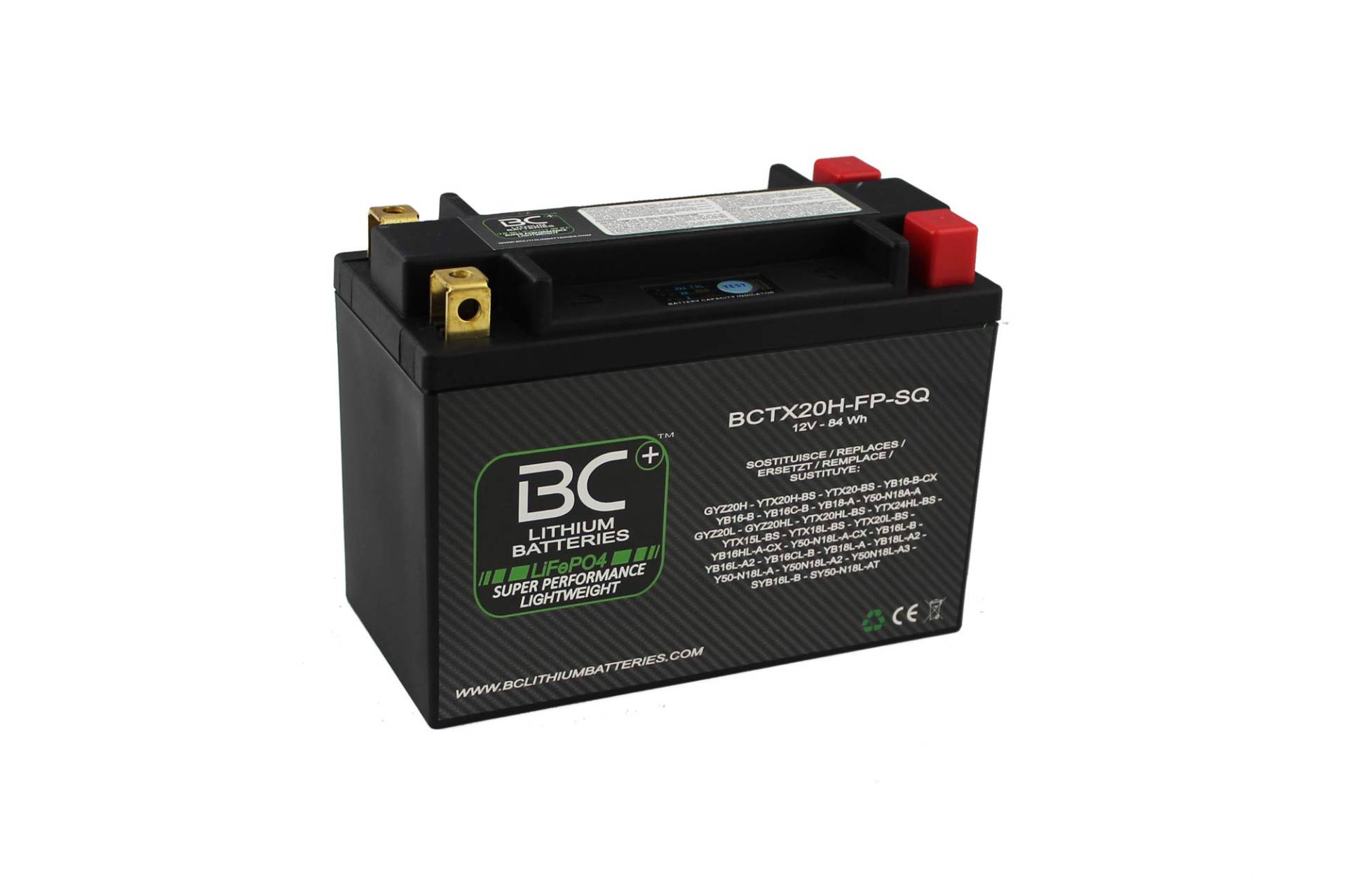 BC Lithium Batteries BCTX20H-FP-SQ Motorrad Lithiumbatterie LiFePO4 HJTX20H-BS / YTX20H-BS/ YTX20HL-BS von BC Lithium Batteries