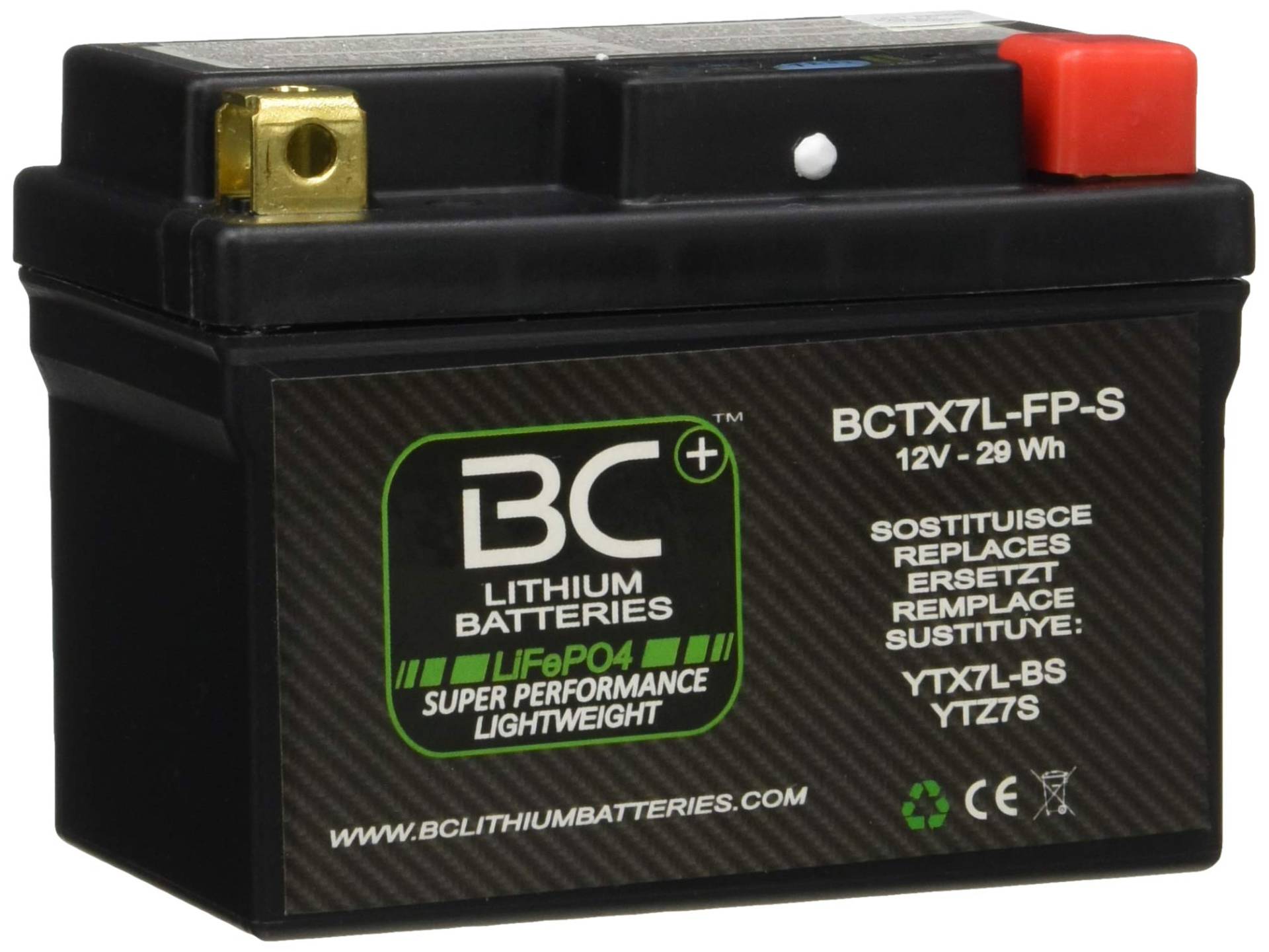 BC Lithiumbatterien BCTX7L-FP-S LiFePO4 Lithium Motorradbatterie von BC Lithium Batteries