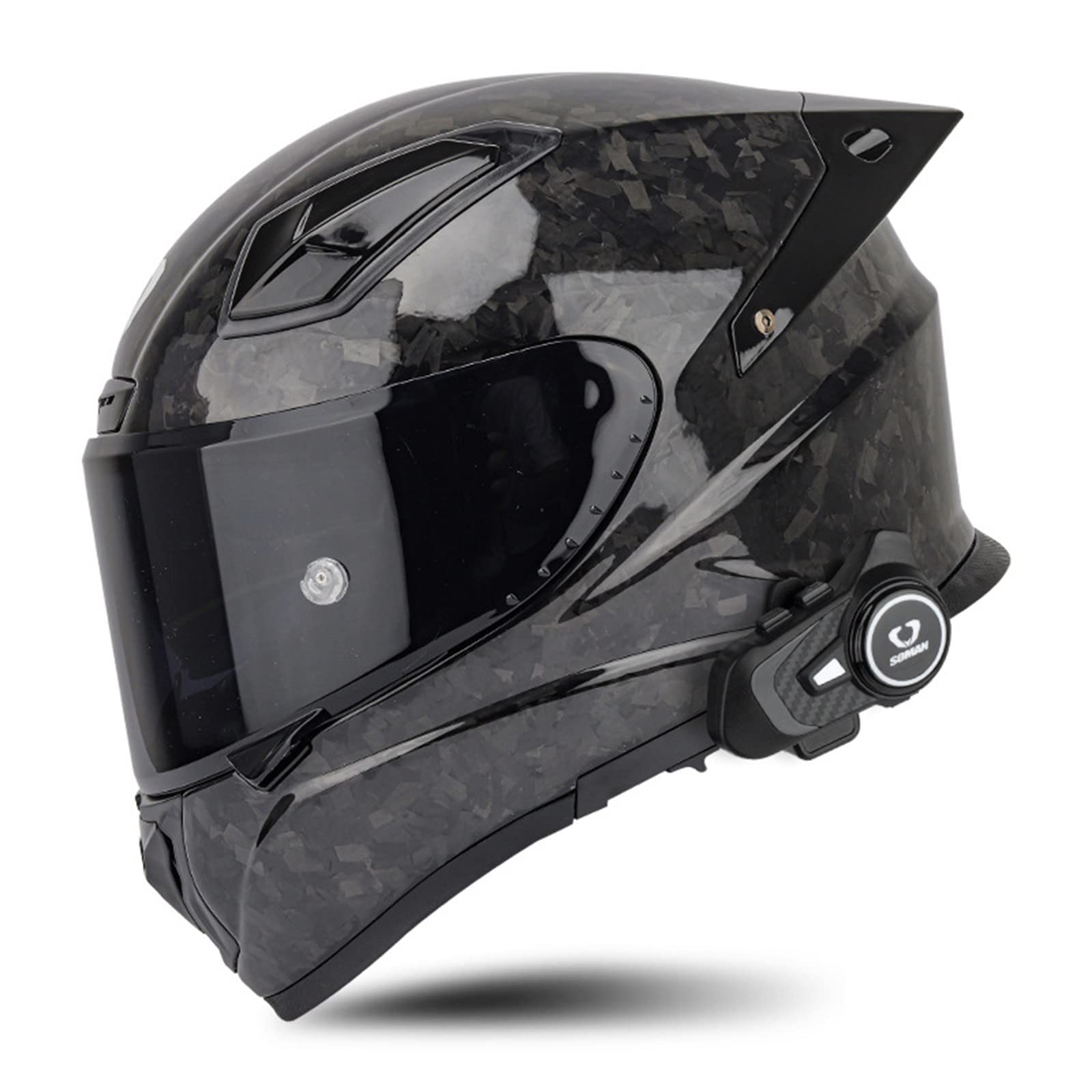 Motorrad helme Carbon Integralhelm mit Bluetooth intercom ECE-zugelassener Scooter-Motorradhelm für Damen Herren Rennrad-Motorradhelm mit Doppelvisier A,L von BCBKD