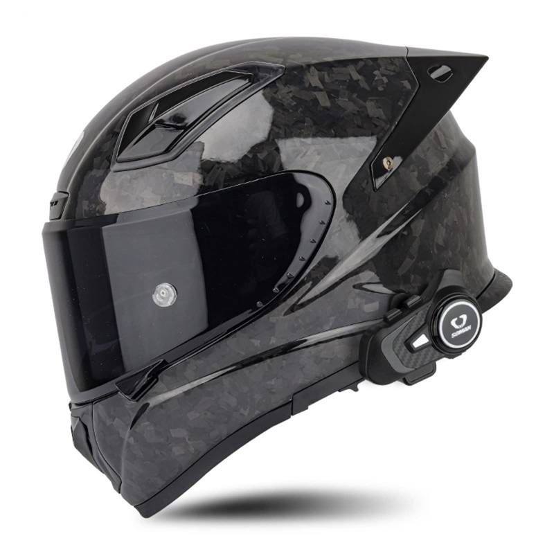 Motorrad helme Carbon Integralhelm mit Bluetooth intercom ECE-zugelassener Scooter-Motorradhelm für Damen Herren Rennrad-Motorradhelm mit Doppelvisier A,M von BCBKD