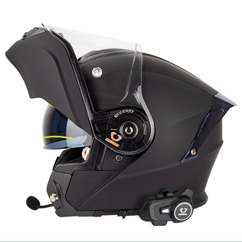 Modularer Motorradhelm mit Intercom Bluetooth Klapphelm mit Bluetooth Integriert FM Radio ECE Geprüft Modulare Helme Integralhelm für Herren Damen mit Doppelvisier Matte Black,4XL von BCBKD