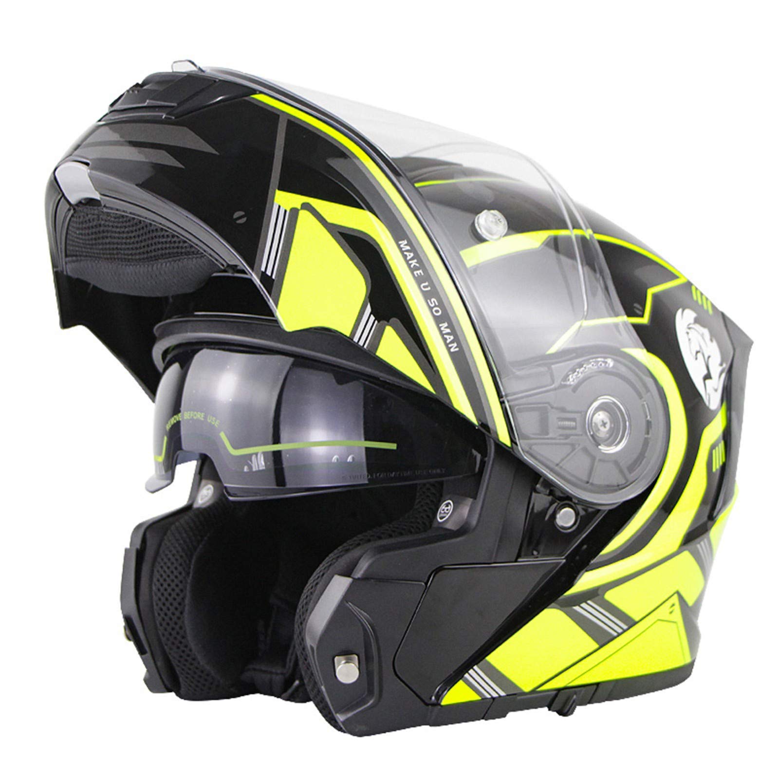 Moto Helmets, DOT/ECE Zertifiziert Motorrad-Helm ·Modular Klapp-Helm Mit Doppelvisier Unisex-Elektroauto-Schutzhelm | Weiter Winkel | Reflektierende Beschichtung F,XL von BCBKD