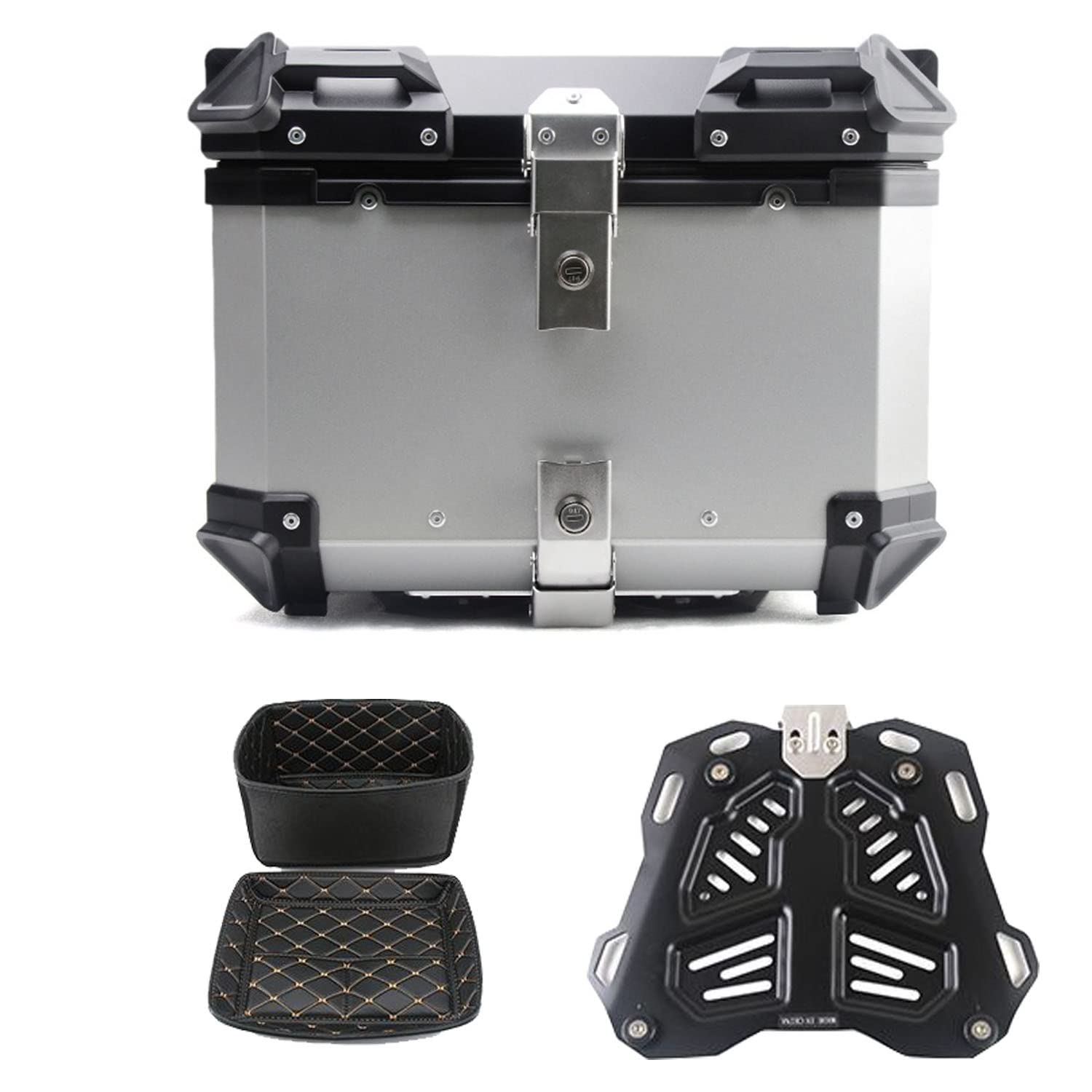 28L 36L 45L 55L 65L 80L 100L Top Box Motorrad Top Case Schloss Lagerung Träger Fall Schwanz Box Schnell-Release System Aluminium(B 80L) von BCJMKDX