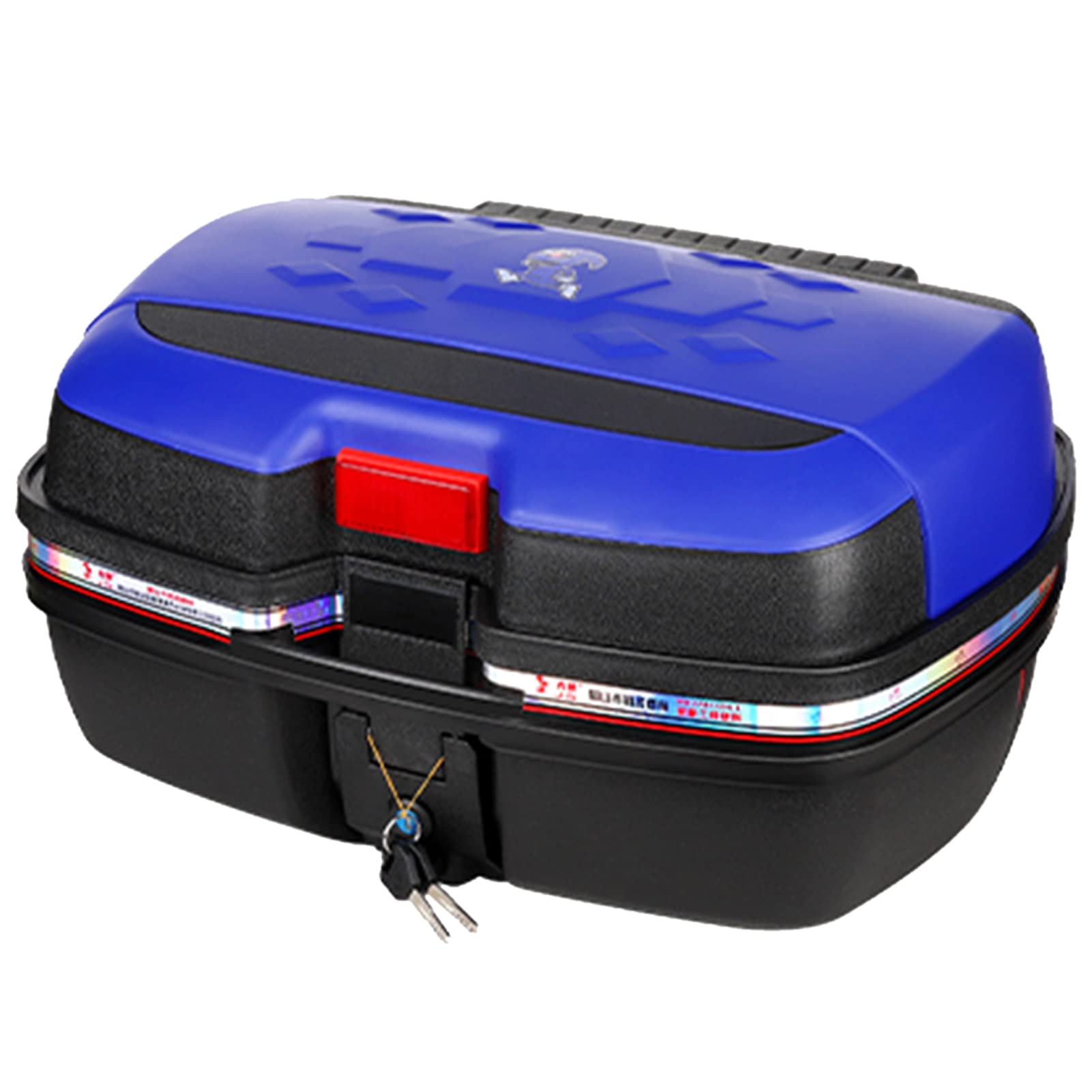 Abschließbares Motorrad-Top-Case, Montage des Scooter-Kofferraum-Tour-Heckkoffers, Schnellverschluss, Tourenhelm-Gepäckaufbewahrungs-Top-Case(Blue) von BCJMKDX