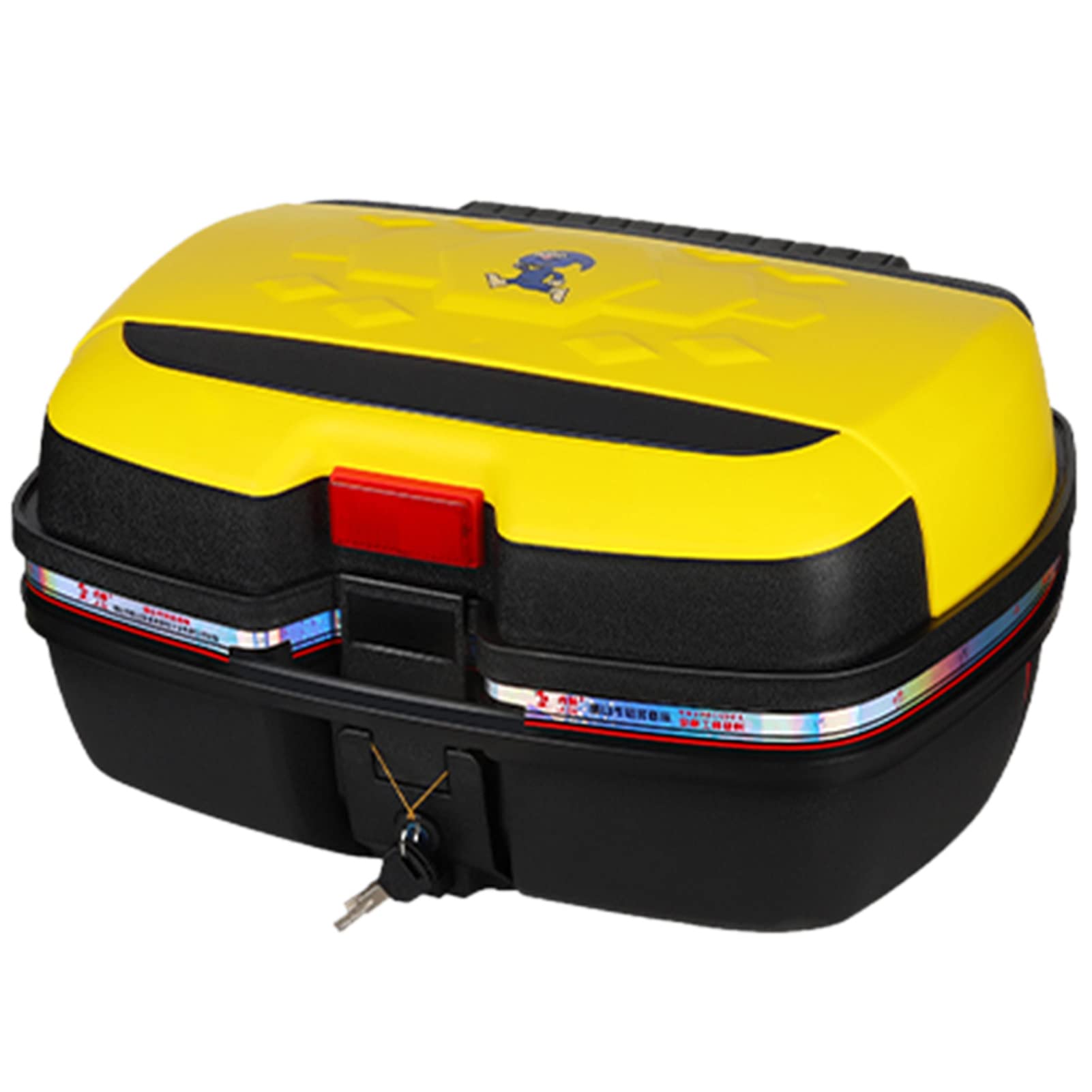 Abschließbares Motorrad-Top-Case, Montage des Scooter-Kofferraum-Tour-Heckkoffers, Schnellverschluss, Tourenhelm-Gepäckaufbewahrungs-Top-Case(Yellow) von BCJMKDX