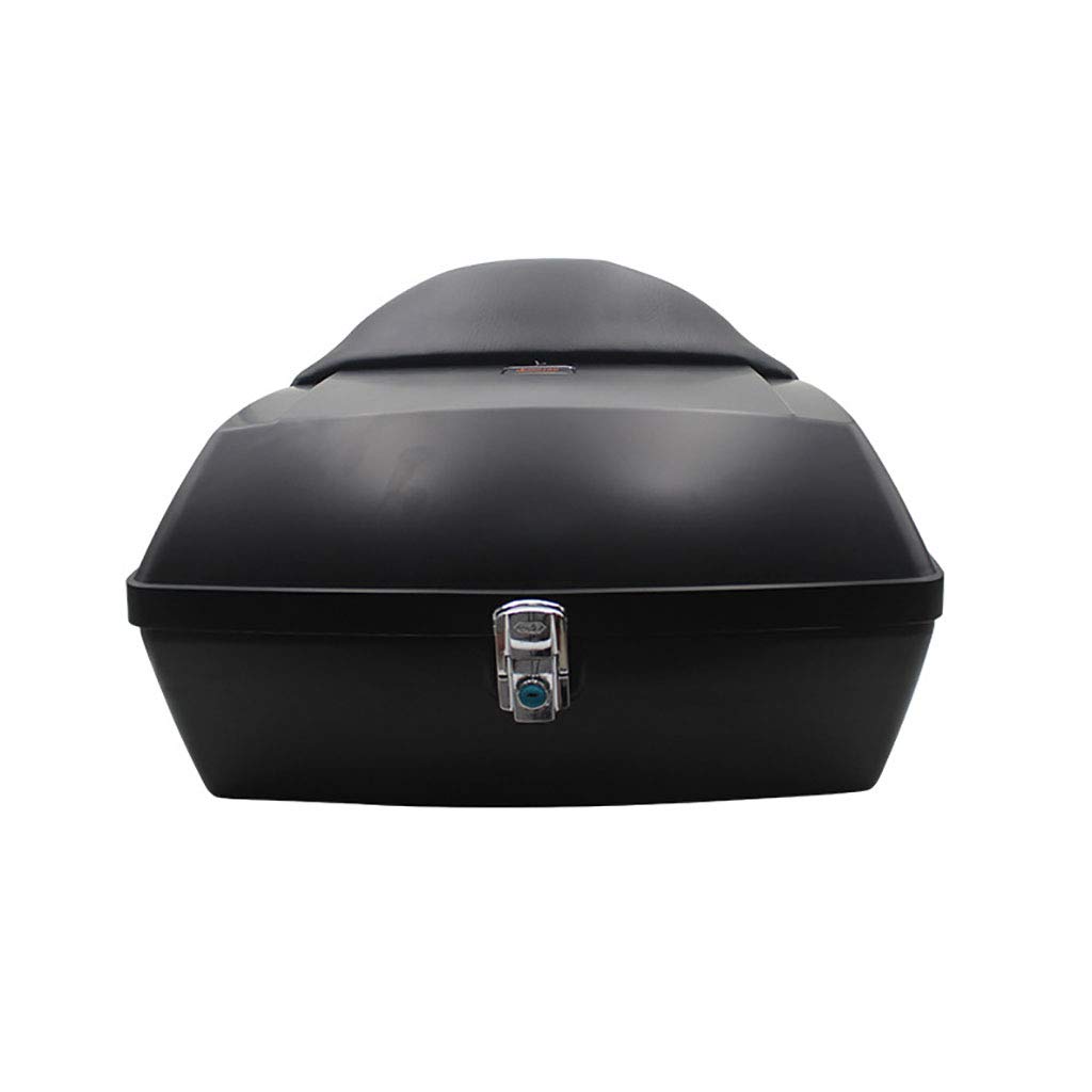 Motorrad-Heckbox – Helm-Aufbewahrungsbox, mit Rückenlehne und Gepäckträger, for Touring Cruiser – langlebige Gepäckbox for Motorräder(Matte Black,Without Shelf) von BCJMKDX