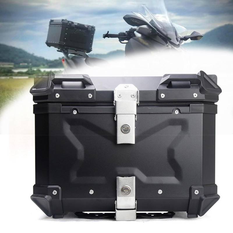 Motorrad-Topbox, Motorrad-Heckkoffer, Aluminium-Motorrad-Heckbox, Motorrad-Heck-Aufbewahrungsbox, mit reflektierendem Schlüsselaufkleber, Roller-Aufbewahrungskoffer von BCJMKDX