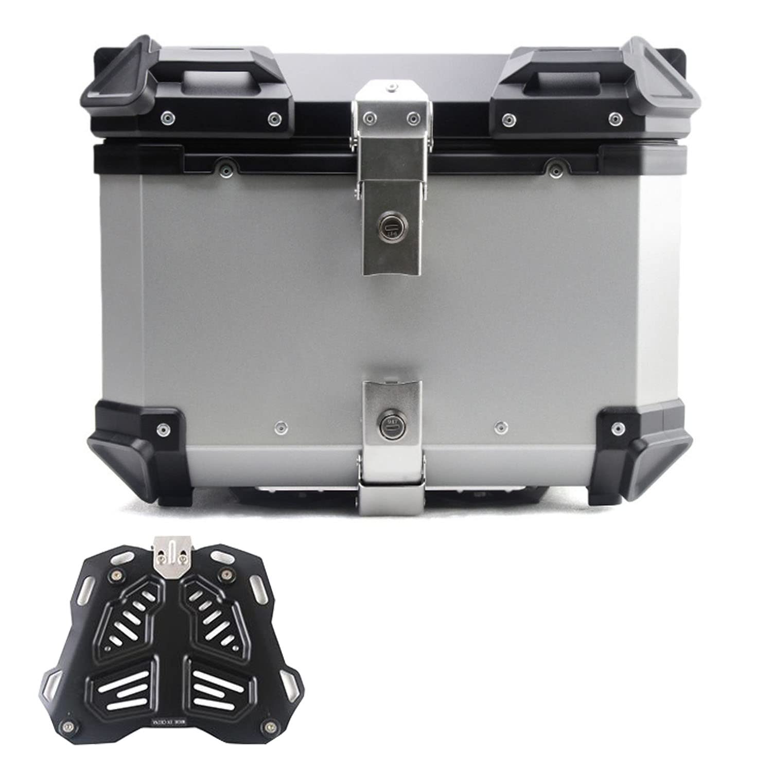 Top Box for Motorrad 28-100L Motorrad Heck Box Aluminium Top Case for Motorrad Moped Zurück Hinten Fall Mit Sicherheit Schloss(B 100L) von BCJMKDX