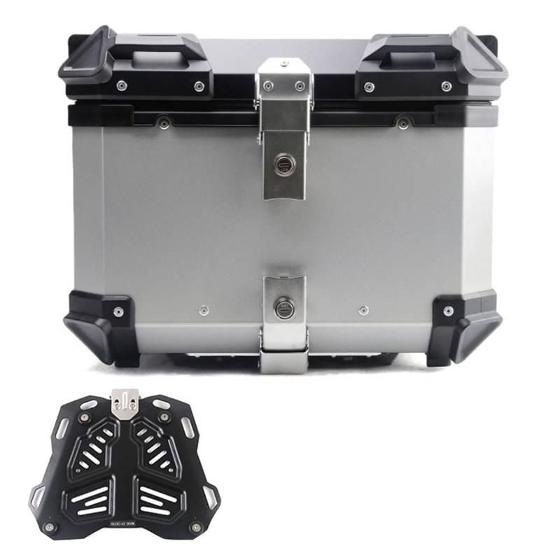 Top Box for Motorrad 28-100L Motorrad Heck Box Aluminium Top Case for Motorrad Moped Zurück Hinten Fall Mit Sicherheit Schloss(B 55L) von BCJMKDX