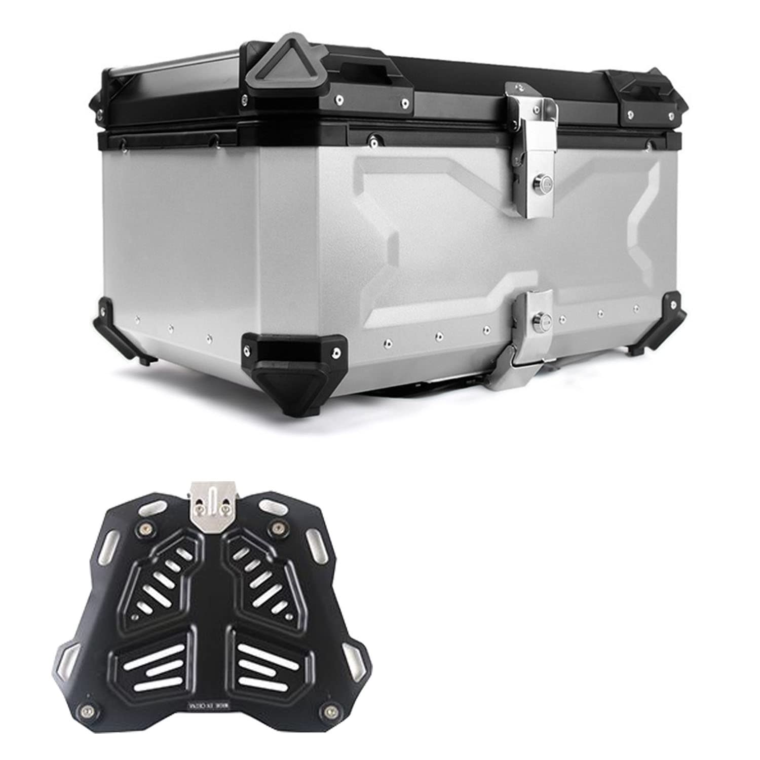 Top Box for Motorrad 28-100L Motorrad Heck Box Aluminium Top Case for Motorrad Moped Zurück Hinten Fall Mit Sicherheit Schloss(D 100L) von BCJMKDX