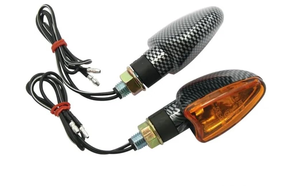 BCR Blinker Arrow, Paar Motorrad-Blinker im Carbon-Look. Kleine Motorrad-Blinker mit orangefarbener Linse. Ein Paar zugelassene Motorradblinker Modell ARROW. Motorradblinker 22 x 67 mm. von BCR COMPONENTS