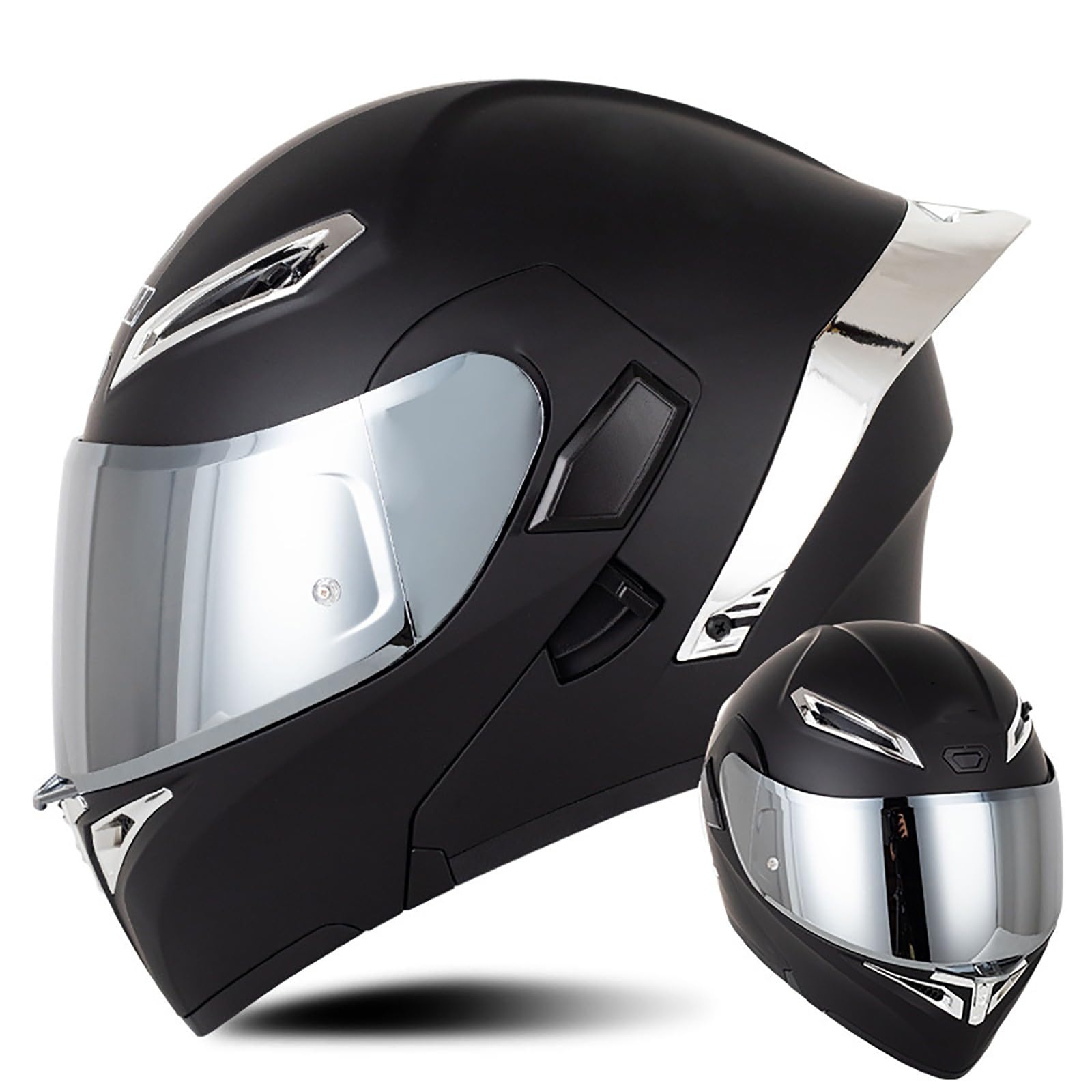 Modulare Motorradhelme ECE-geprüft Flip Up Moto Helme Weitwinkel und weites Sichtfeld Mehrere Belüftungslöcher für Erwachsene MännerFrauen B,XL(61-62CM) von BDBLFLTZ