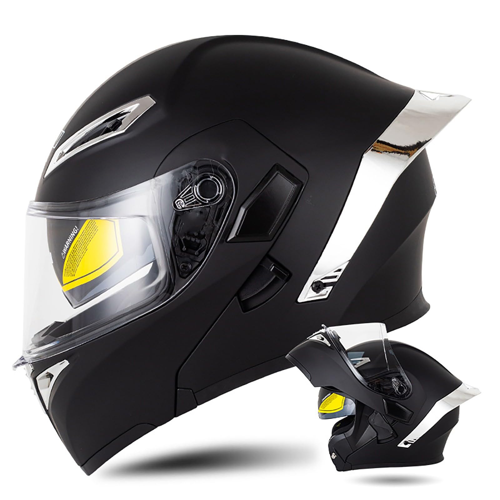 Modulare Motorradhelme ECE-geprüft Flip Up Moto Helme Weitwinkel und weites Sichtfeld Mehrere Belüftungslöcher für Erwachsene MännerFrauen D,L(59-60CM) von BDBLFLTZ