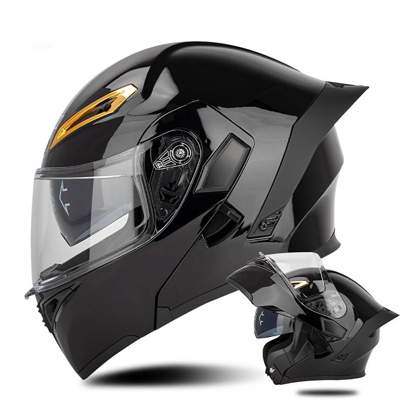 Modulare Motorradhelme ECE-geprüft Flip Up Moto Helme Weitwinkel und weites Sichtfeld Mehrere Belüftungslöcher für Erwachsene MännerFrauen E,M(57-58CM) von BDBLFLTZ