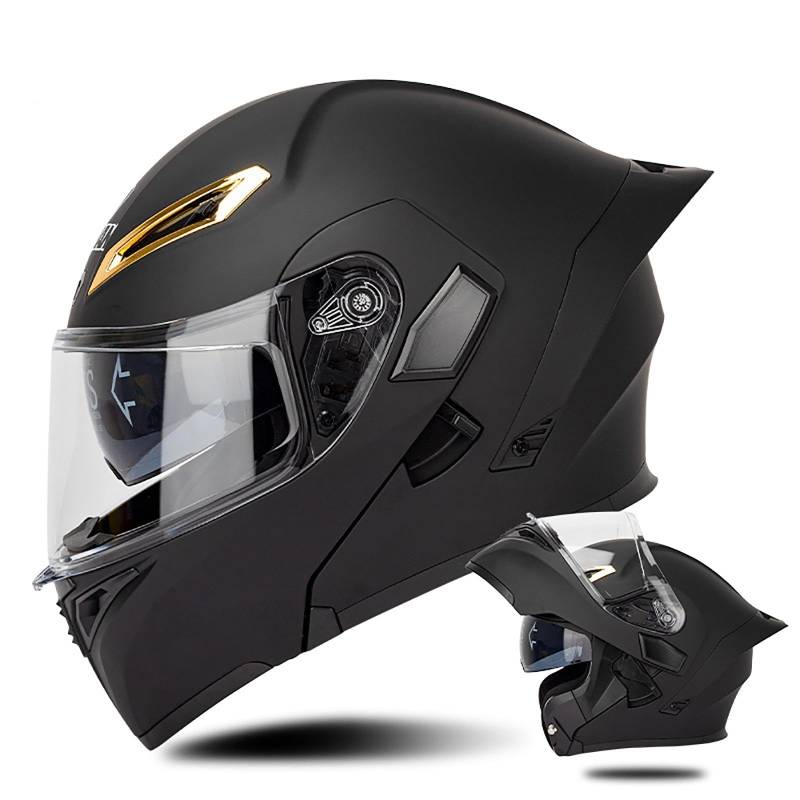 Modulare Motorradhelme ECE-geprüft Flip Up Moto Helme Weitwinkel und weites Sichtfeld Mehrere Belüftungslöcher für Erwachsene MännerFrauen G,L(59-60CM) von BDBLFLTZ