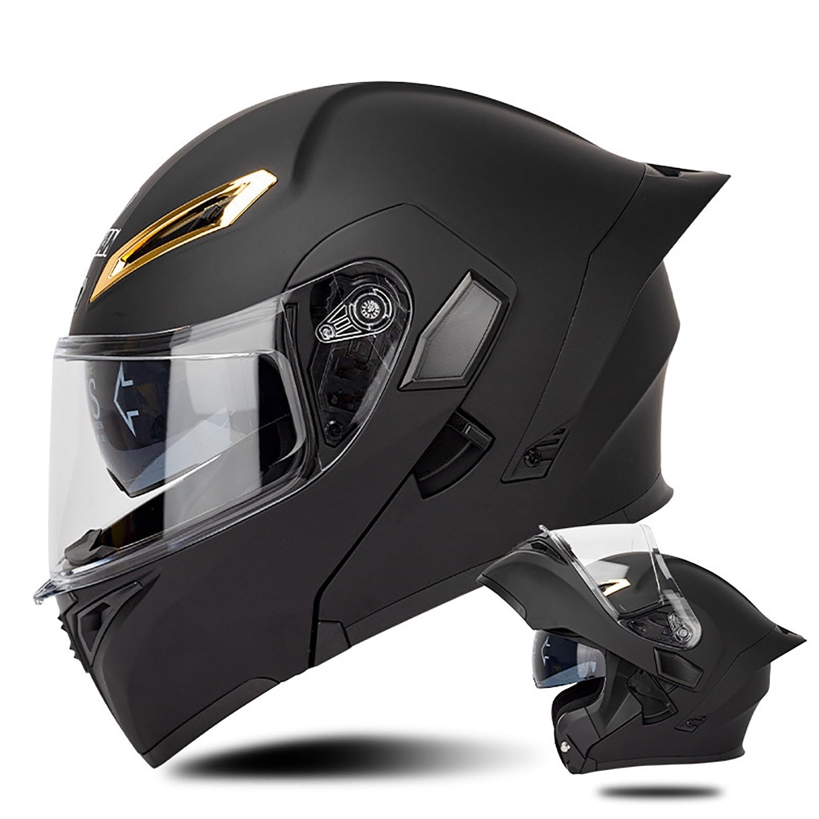 Modulare Motorradhelme ECE-geprüft Flip Up Moto Helme Weitwinkel und weites Sichtfeld Mehrere Belüftungslöcher für Erwachsene MännerFrauen G,S(55-56CM) von BDBLFLTZ