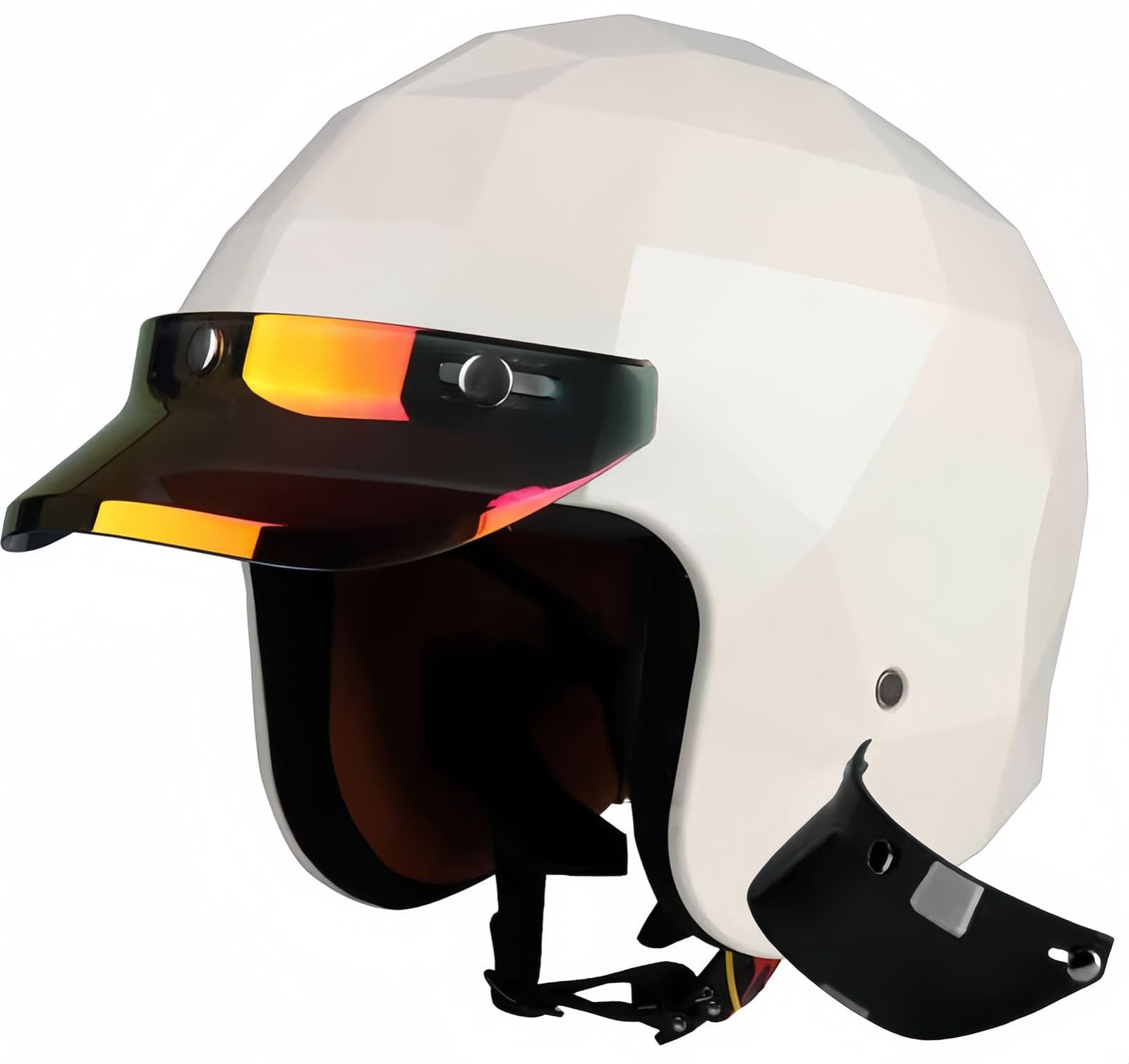 3/4-Motorradhelm, Jethelm, Mopedhelm, ECE-Geprüfter Motorradhelm Mit Sonnenblende, Schnellverschluss C,M55-56CM von BDBRHFG