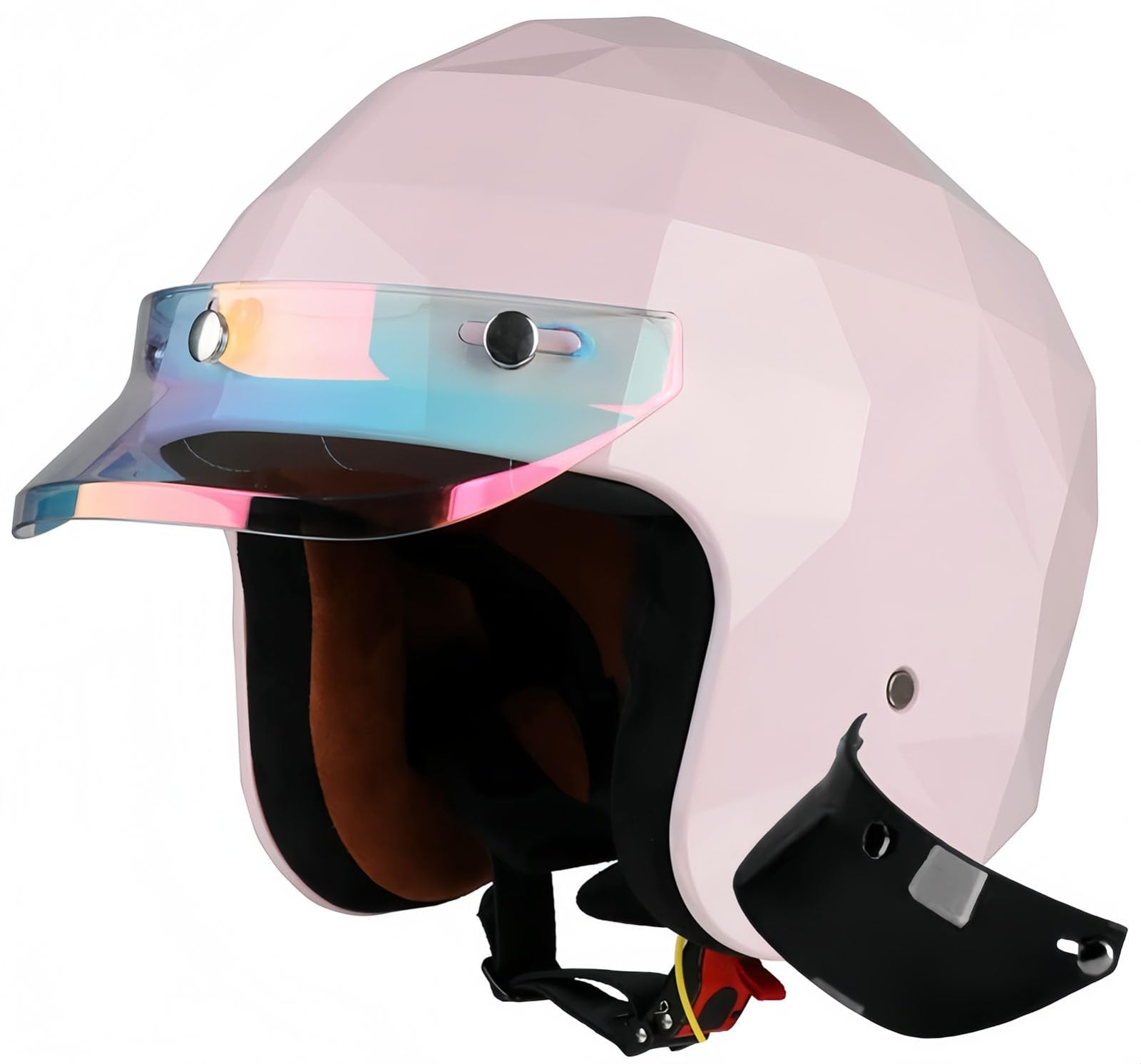 3/4-Motorradhelm, Jethelm, Mopedhelm, ECE-Geprüfter Motorradhelm Mit Sonnenblende, Schnellverschluss F,XL59-60CM von BDBRHFG